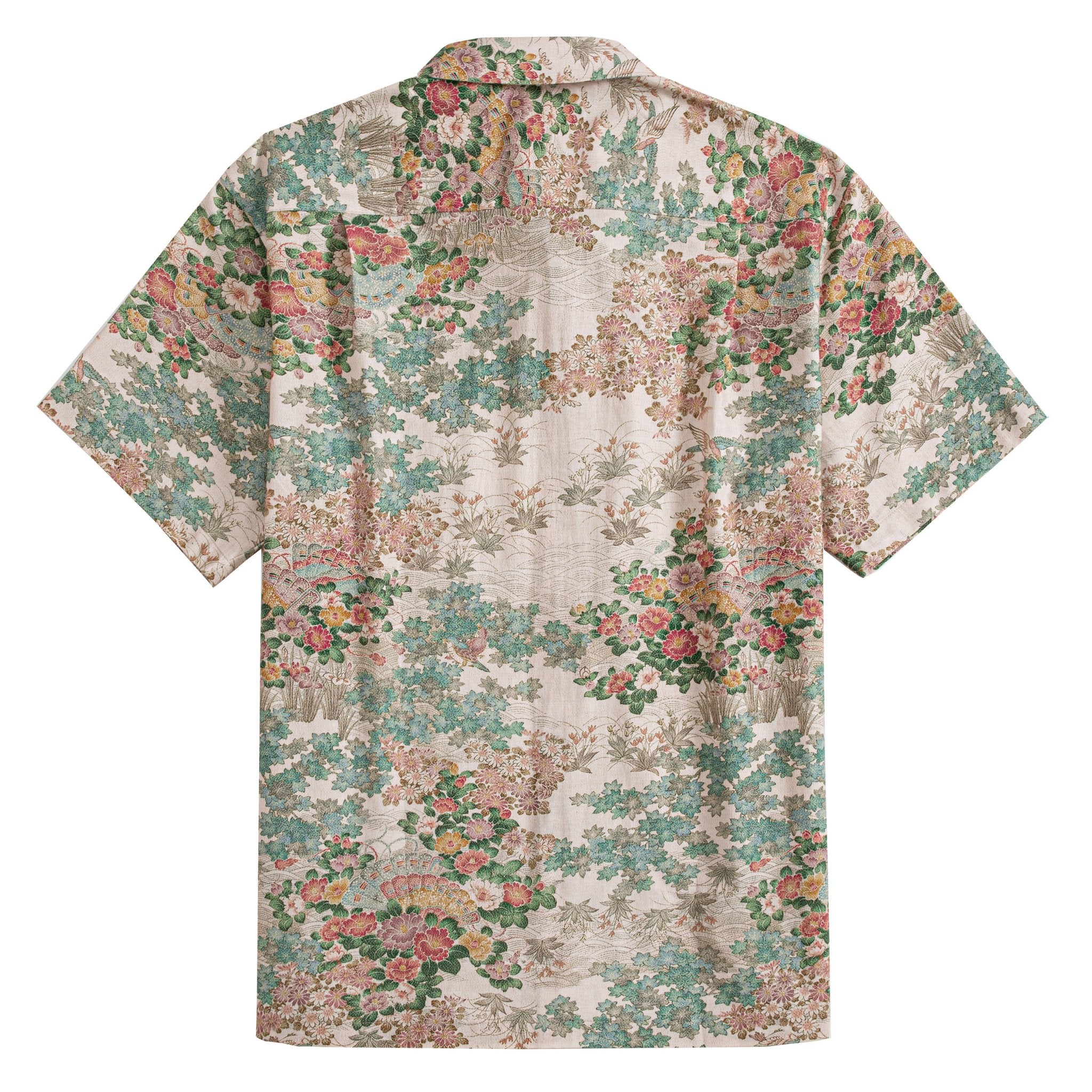 OROMEN Japanese spring landscape shirt - Ukiyoe inspired cotton Hawaiian shirt