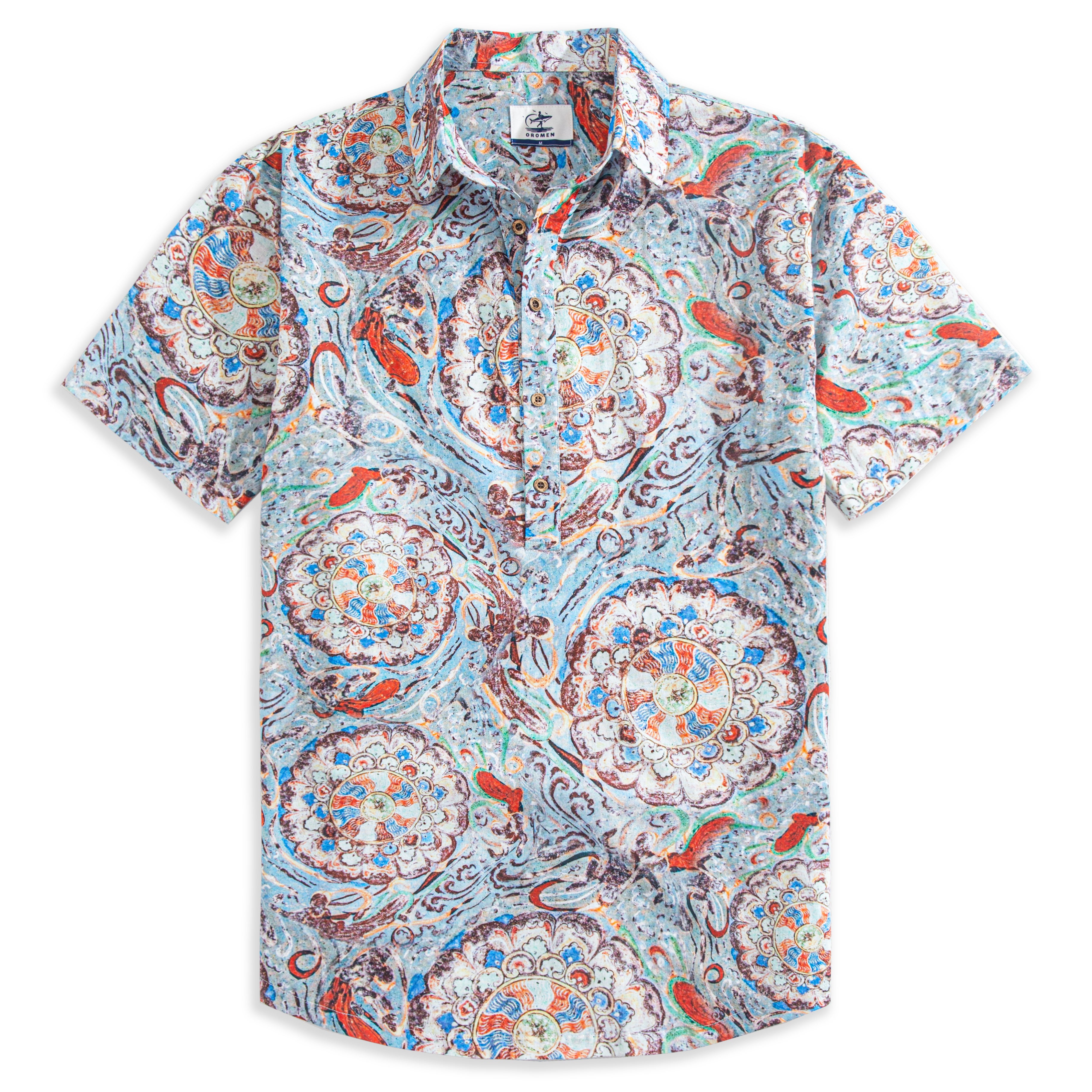 OROMEN Lotus Flying Caisson Koi Aloha Shirt – Front View