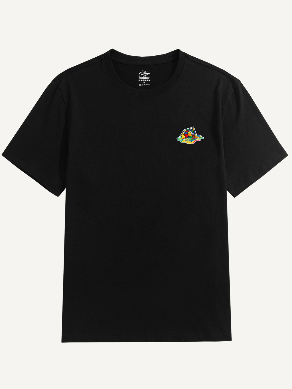 OROMEN Melting Cube Embroidery T-shirt in black