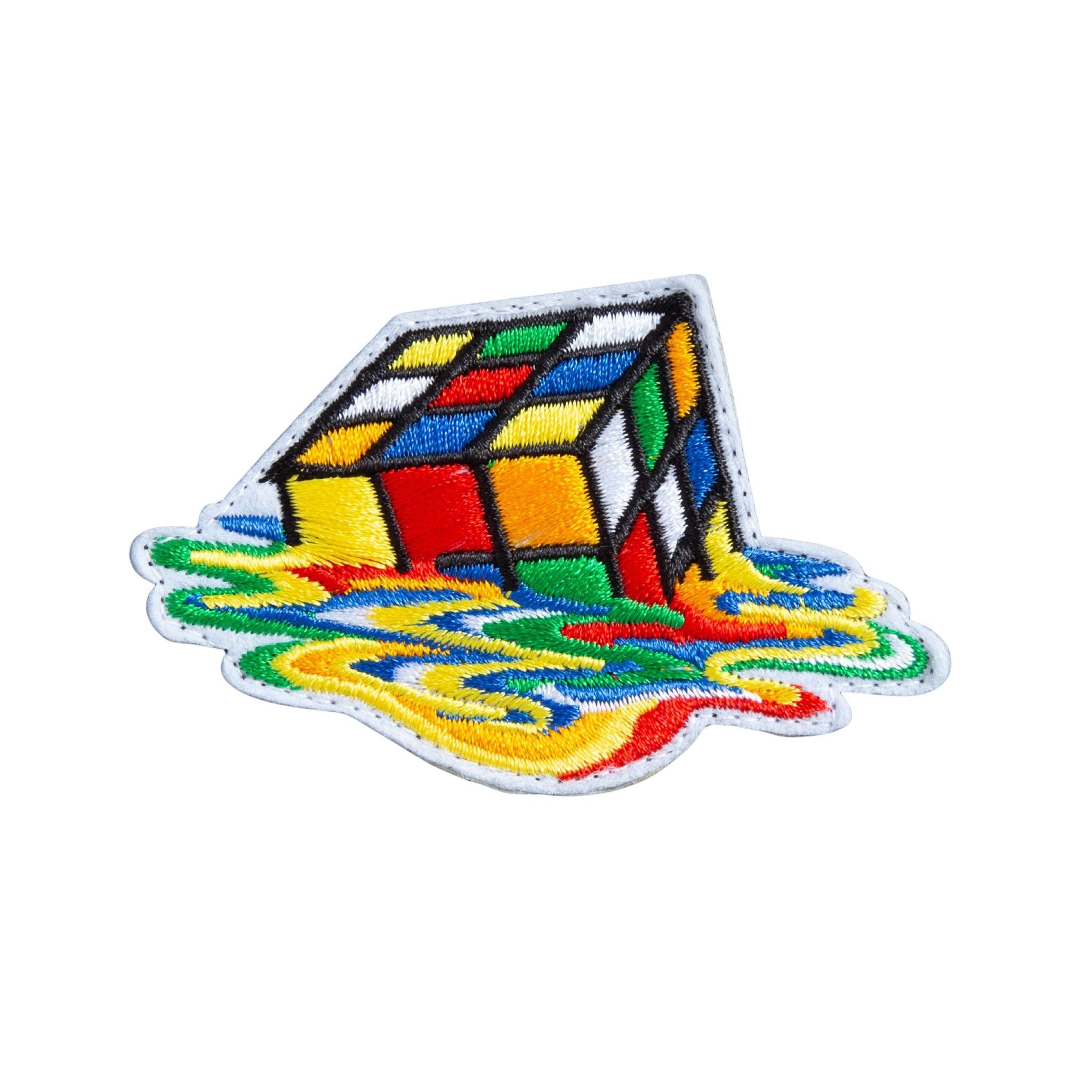 OROMEN Melting Cube Embroidery Tee – Embroidery Pattern Detail Close-Up