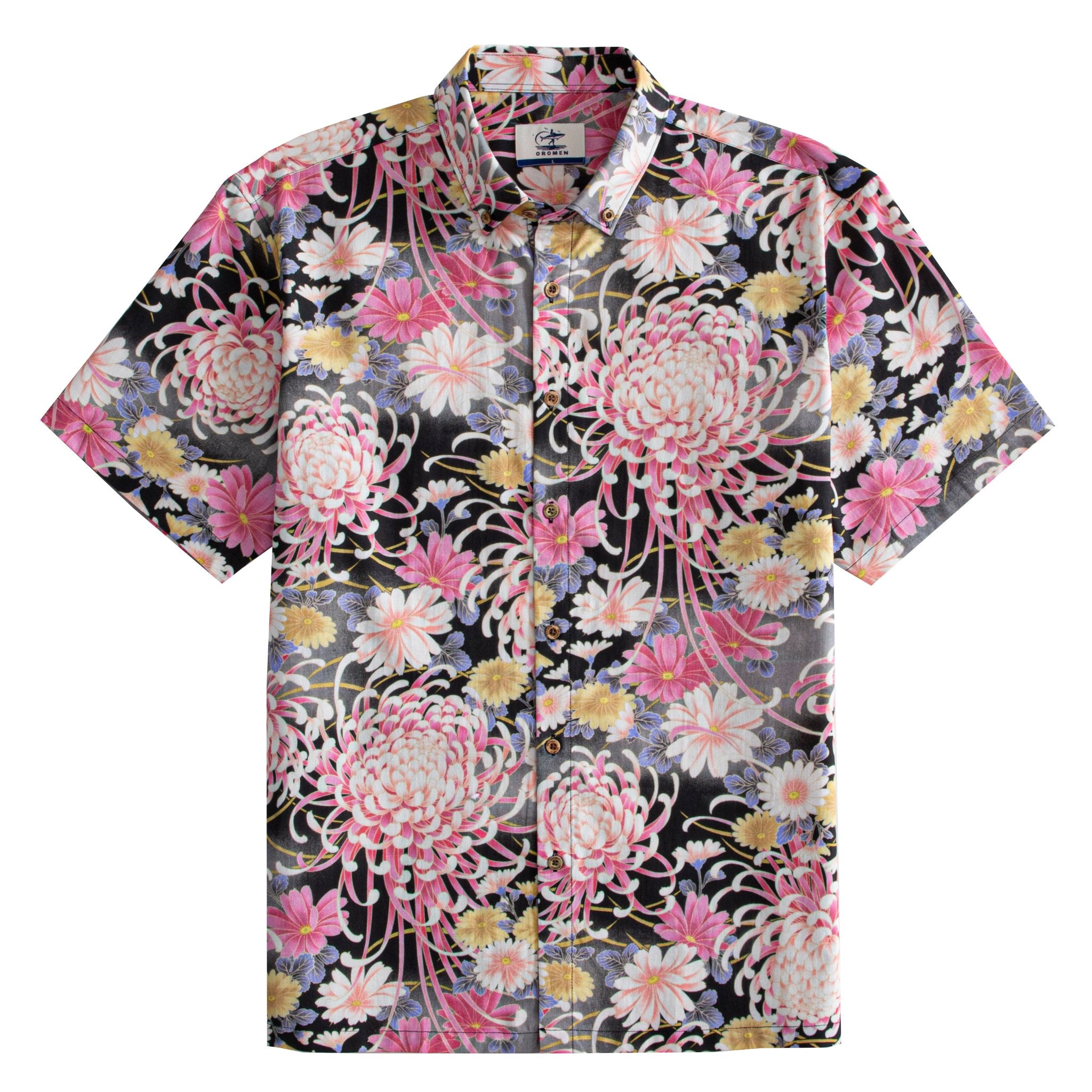 OROMEN Rangiku Dancing Chrysanthemum Japanese Cotton Shirt – Front View