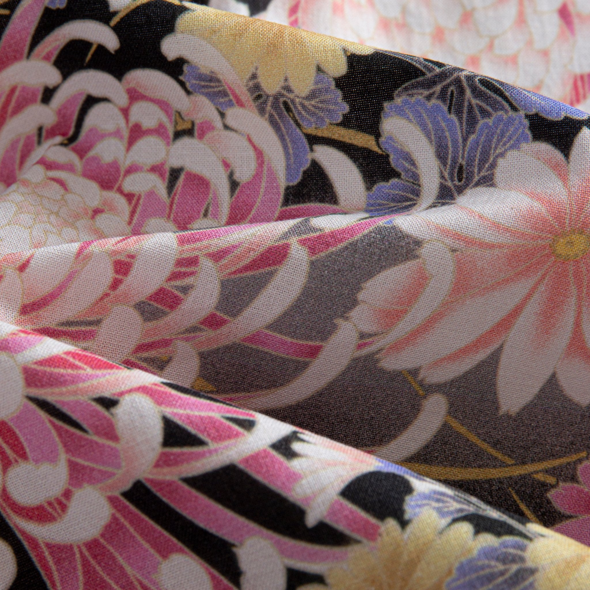 OROMEN Rangiku Shirt Fabric Texture – Japanese Cotton Chrysanthemum Print
