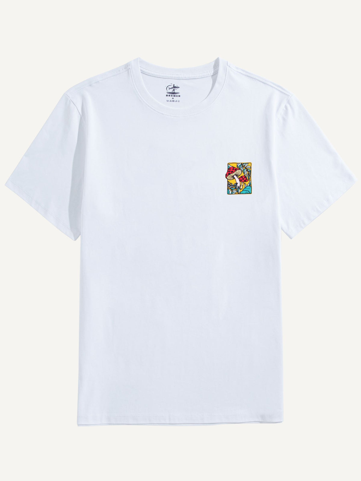 OROMEN Red Fly Agaric Mushroom T-shirt in white