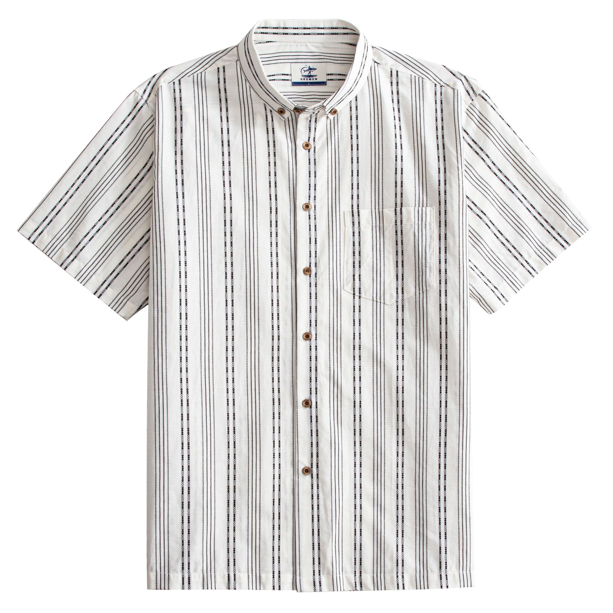 OROMEN Retro Dotted Line Embroidered Shirt – Front View