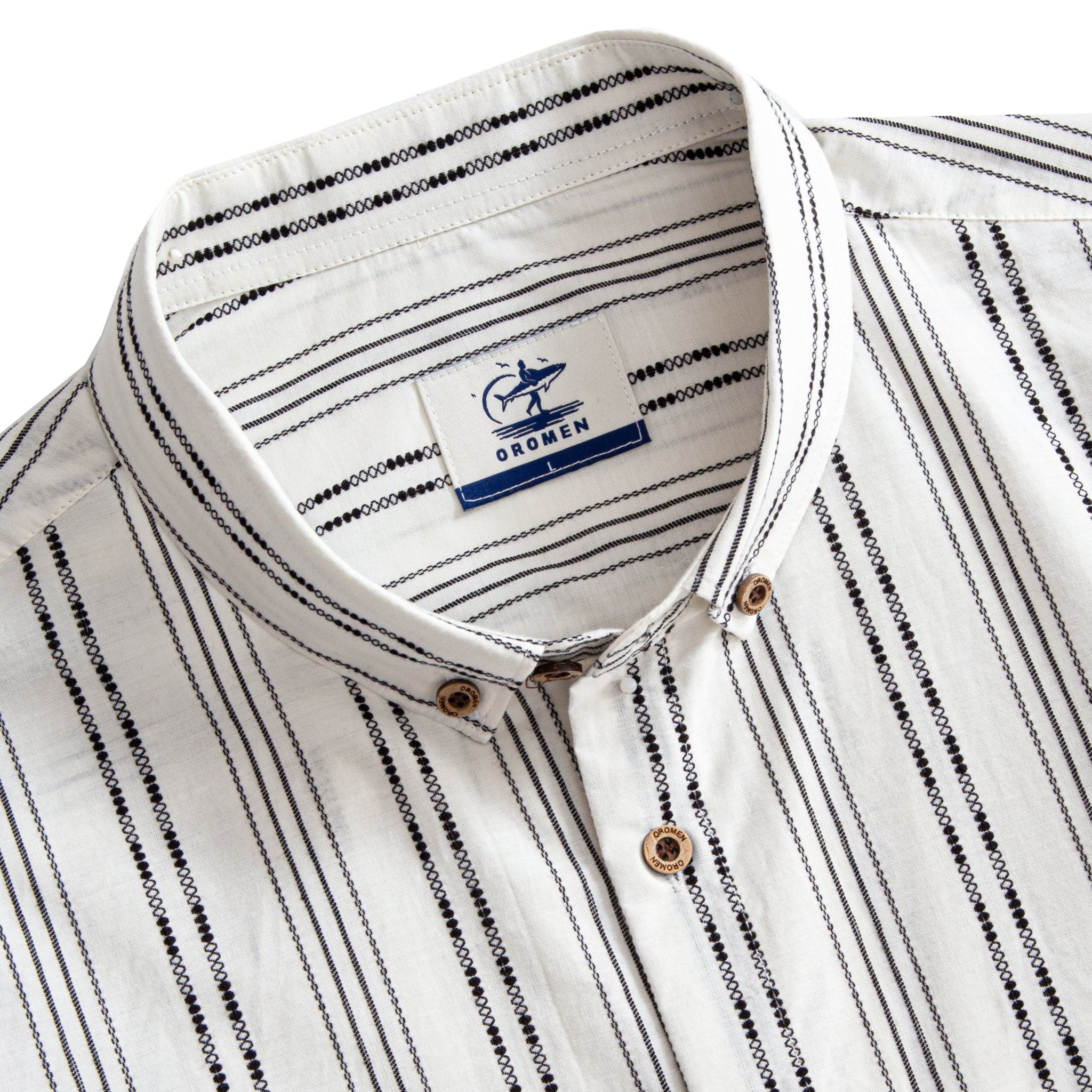 OROMEN Retro Embroidered Shirt – Button-down Collar Details