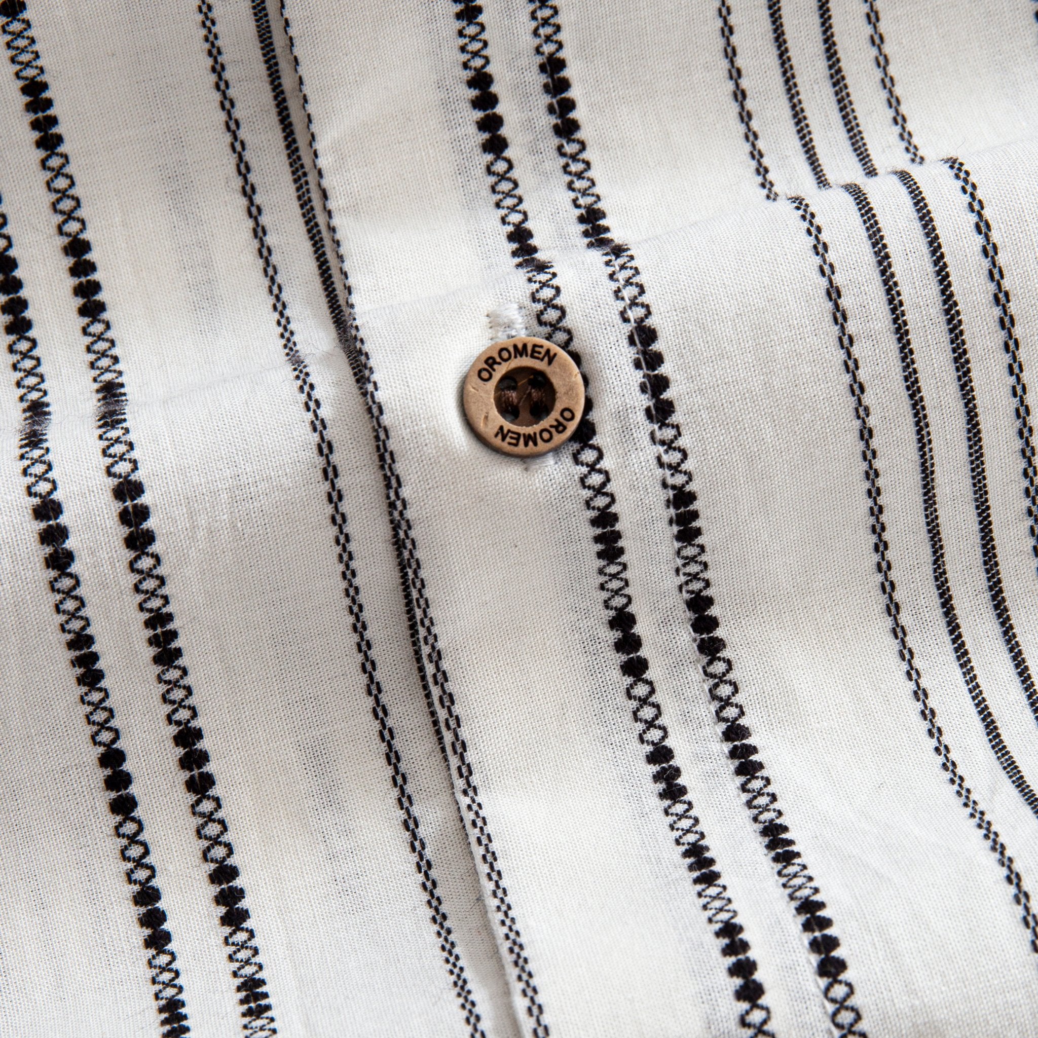 OROMEN Retro Embroidered Shirt – Coconut Buttons