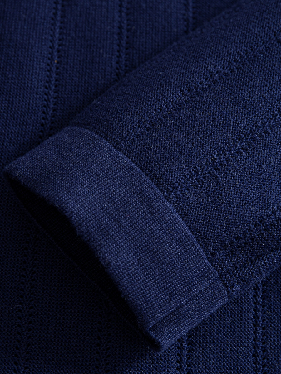 OROMEN Ribbed Contrast Knit Polo long sleeve cuff detail showing ribbed knit texture and finish