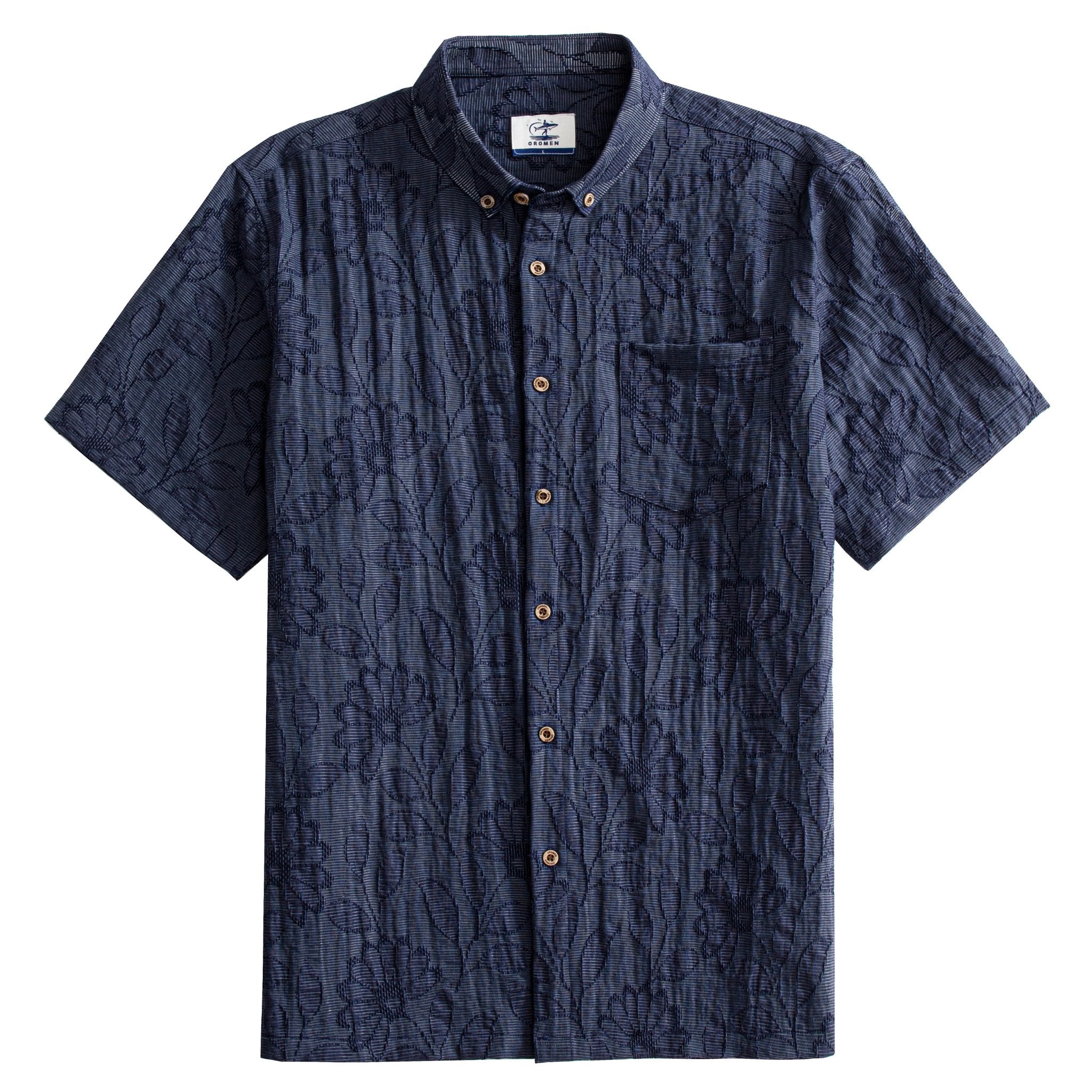 OROMEN S/S Jack Jacquard Shirt – Japanese Ukiyo-e Woven Pattern