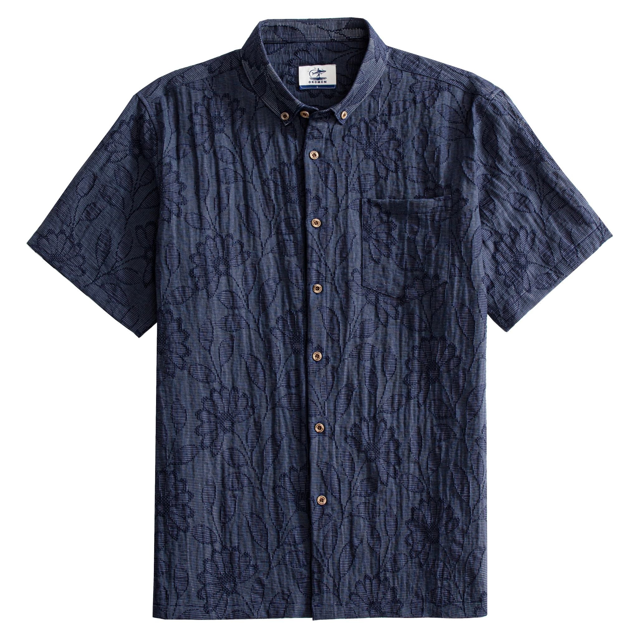 OROMEN S/S Jack Jacquard Shirt – Japanese Ukiyo-e Woven Pattern