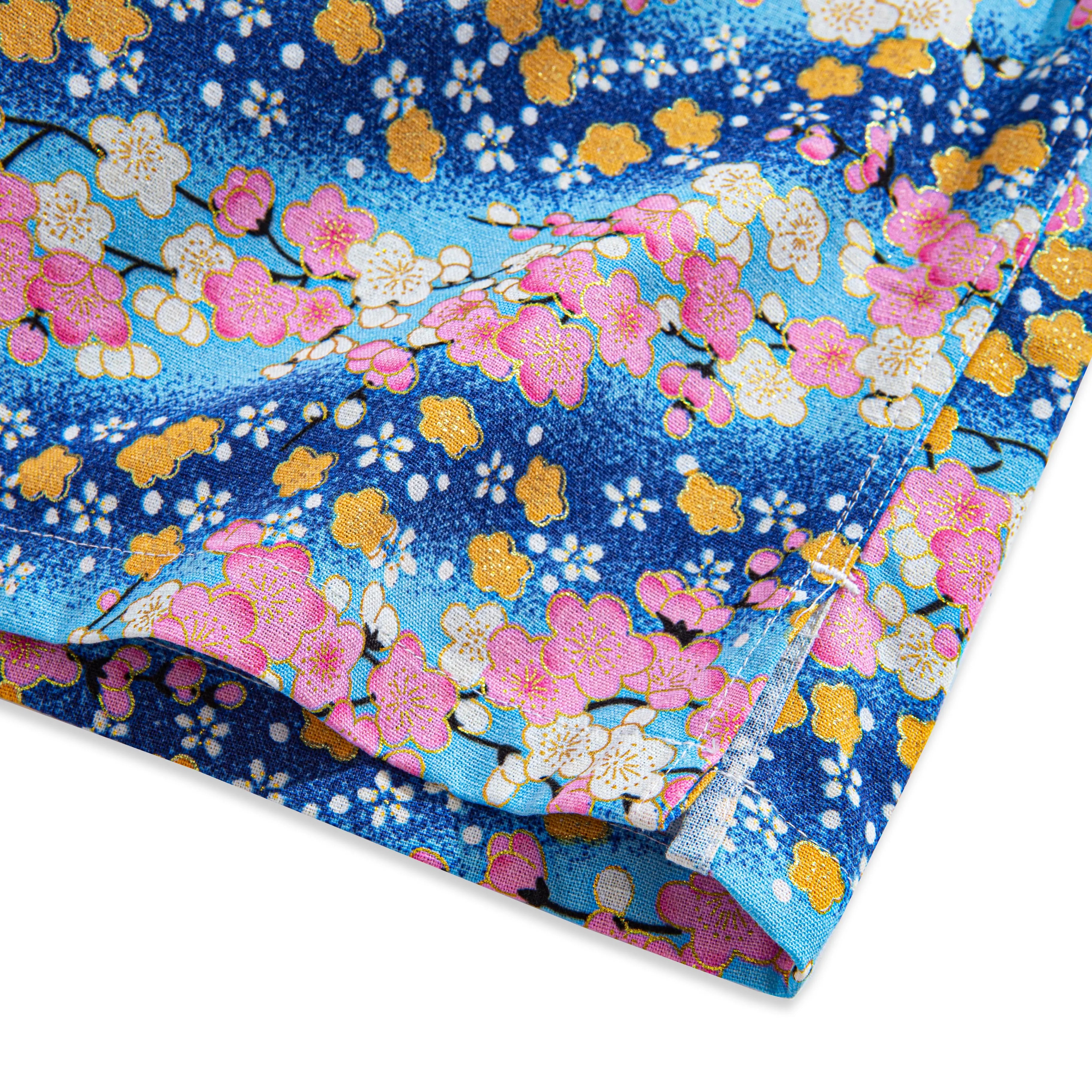 OROMEN Sakura Blooms Shirt – Side Vent and Hem Detail, Double Needle Stitching, Sakura Floral Print