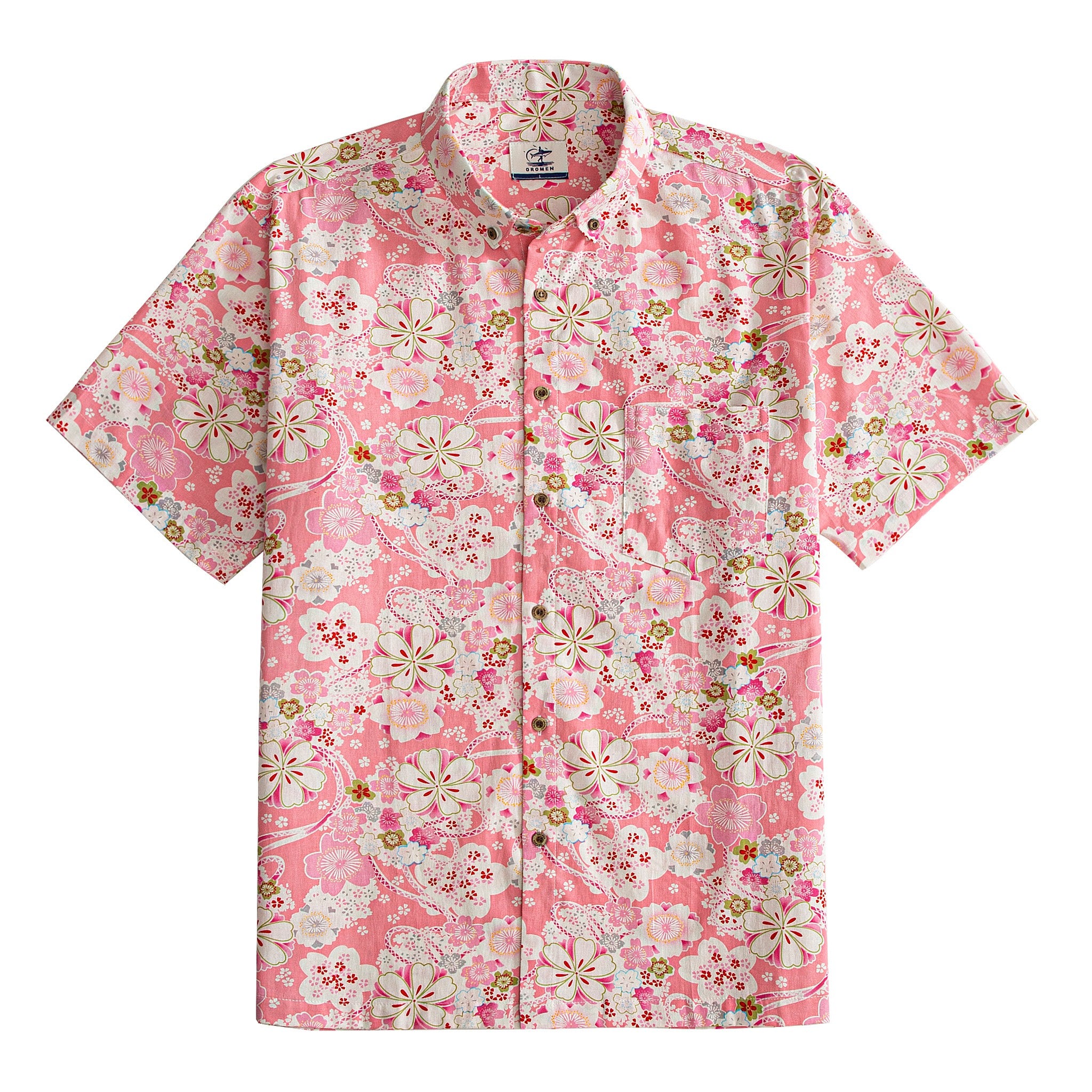 OROMEN Sakura Spheres Japanese cotton shirt – front view