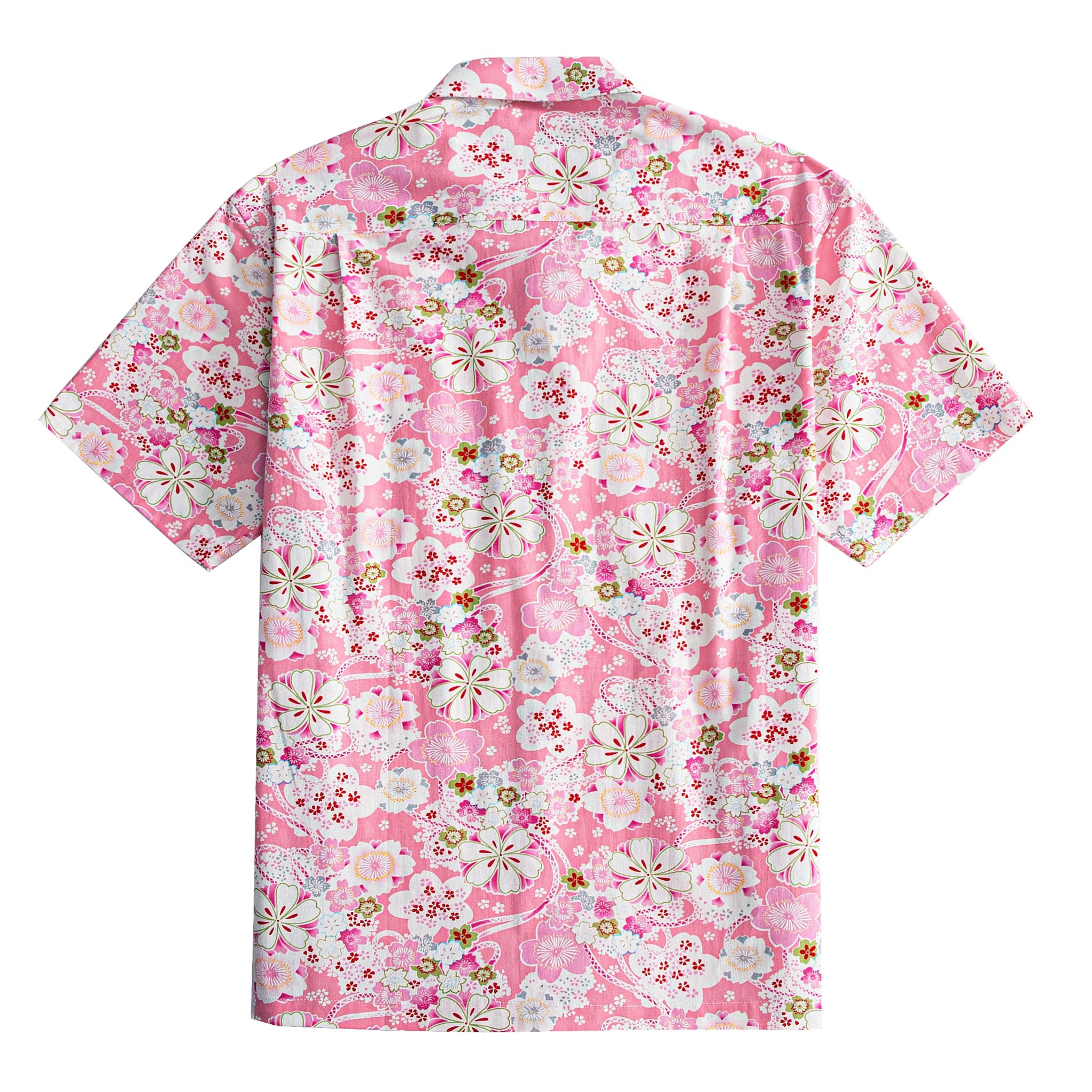 OROMEN Sakura Spheres shirt – model wearing pink overhead angle