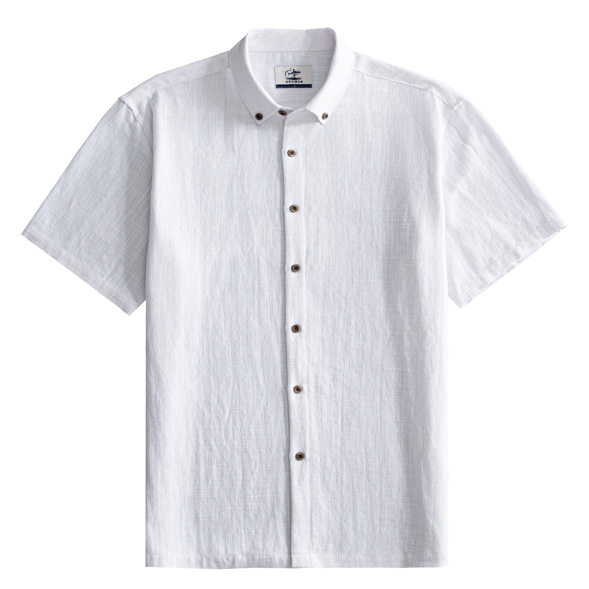 OROMEN Signature Tailored Silhouette Shirt in White – Front View
