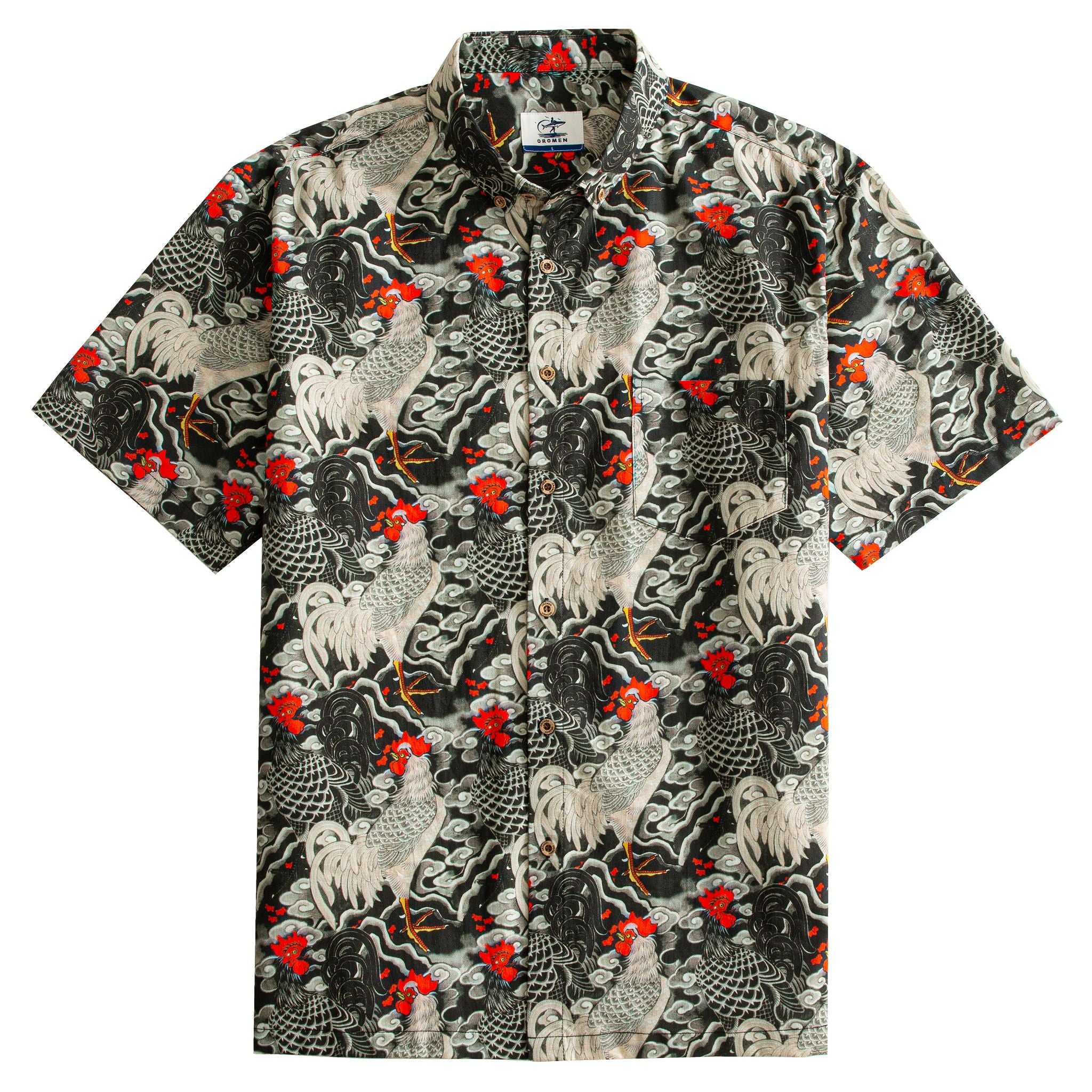 OROMEN Signature Ukiyo-e Rooster Shirt - Front View