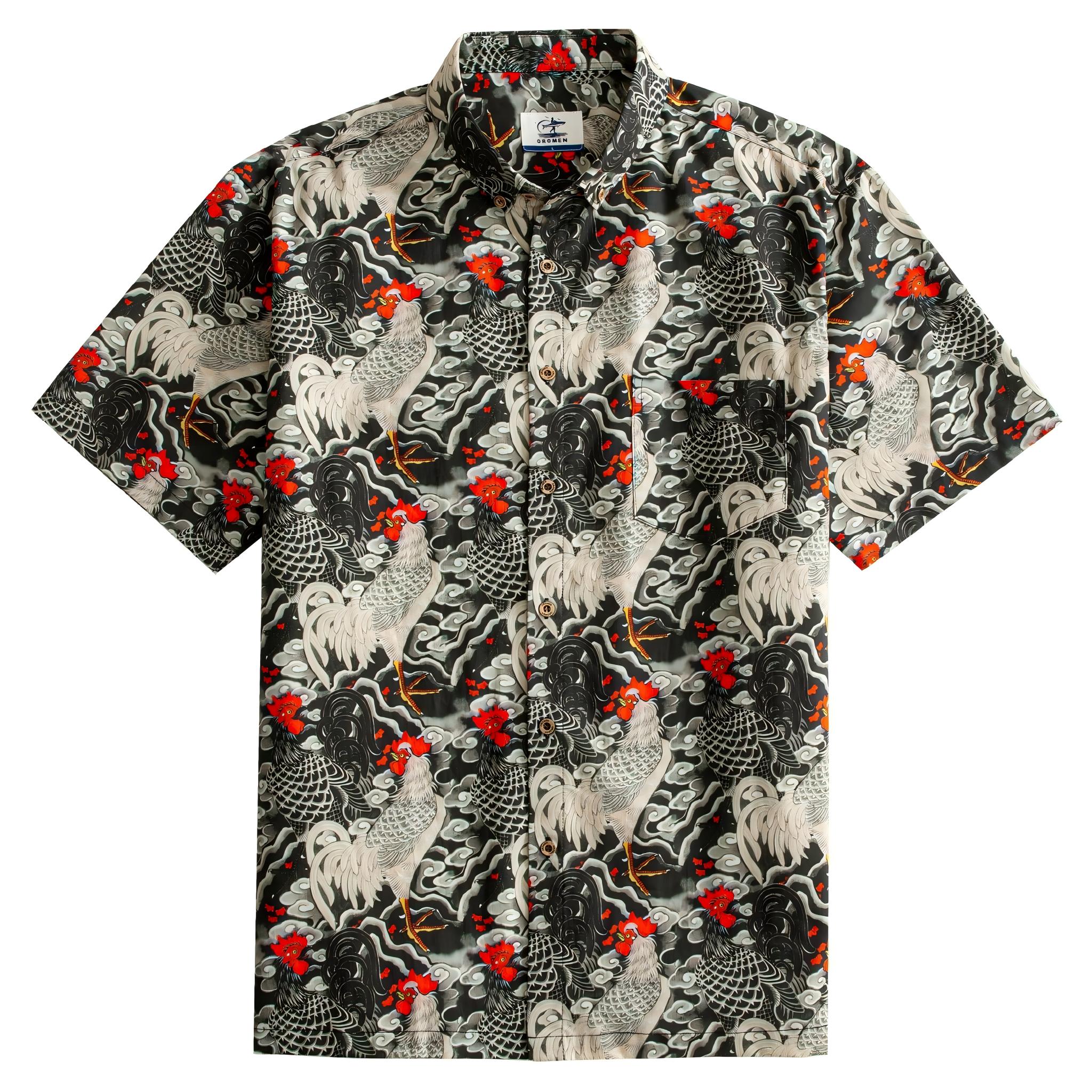 OROMEN Signature Ukiyo-e Rooster Shirt - Front View