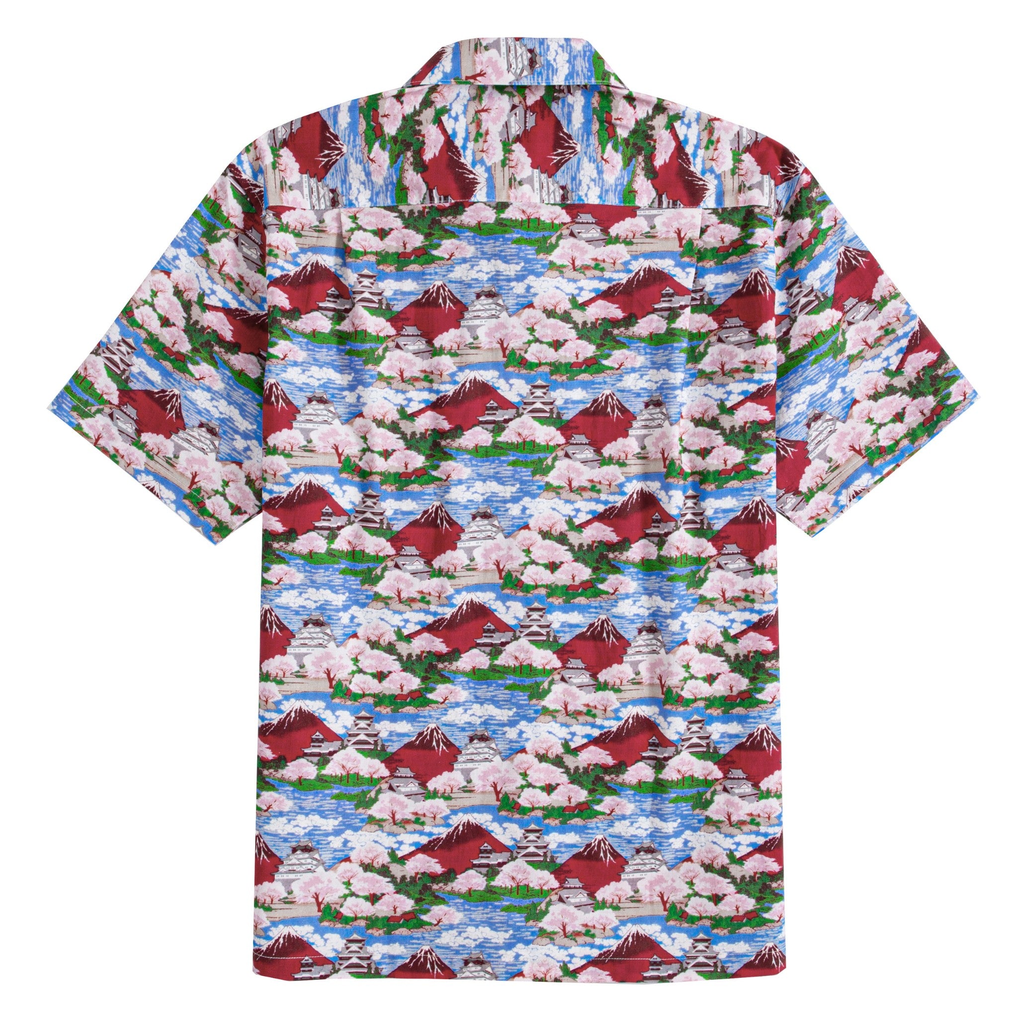 OROMEN Snow-capped Peaks of Fuji aloha shirt full view with Japanese traditional motifs