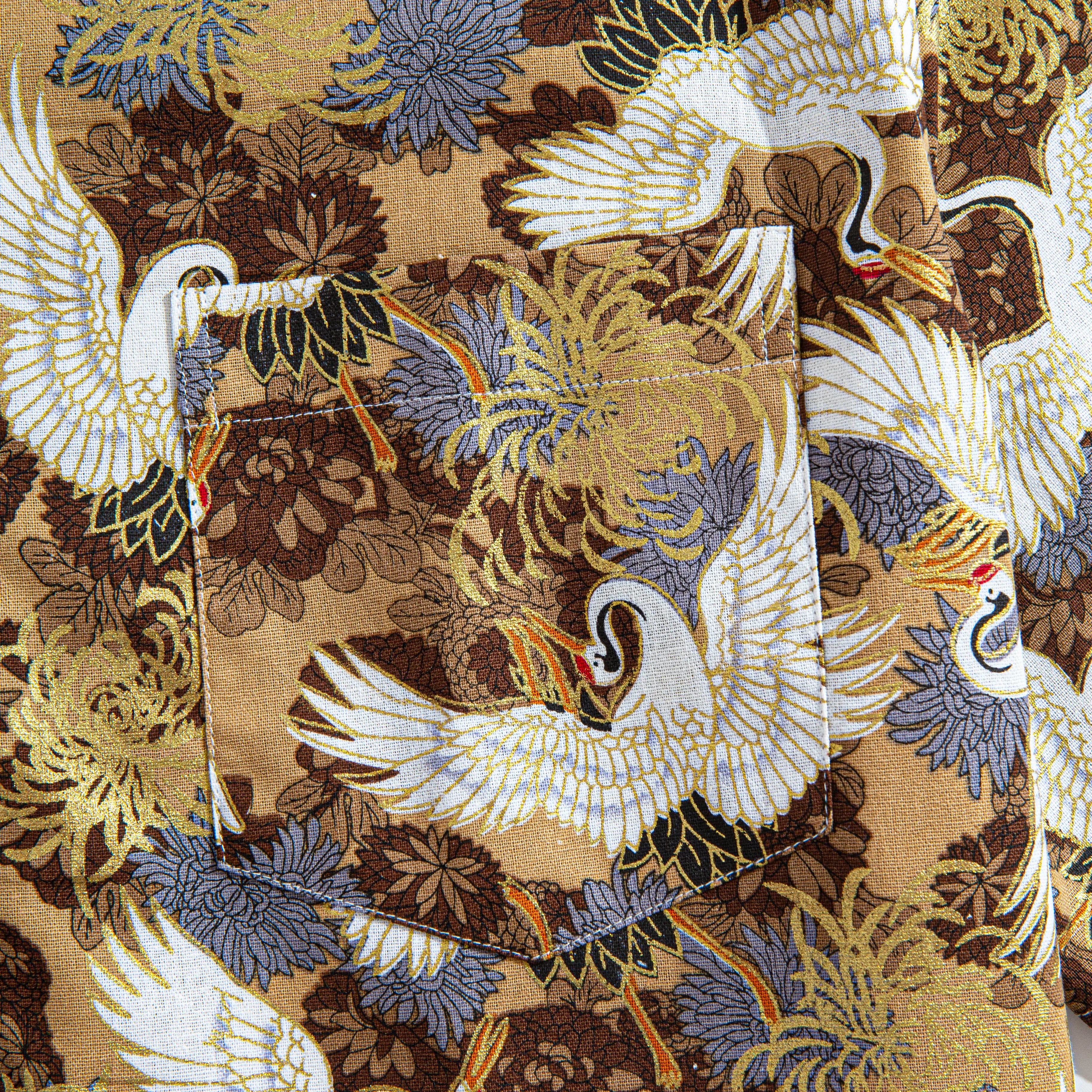 OROMEN Soaring Crane Shirt – Left Chest Pocket with Crane Print