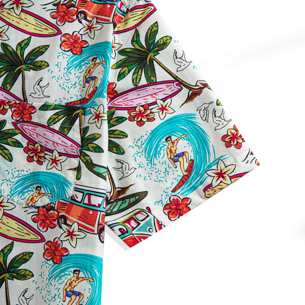 OROMEN Surf Junkie Aloha Shirt – Short Sleeves Details
