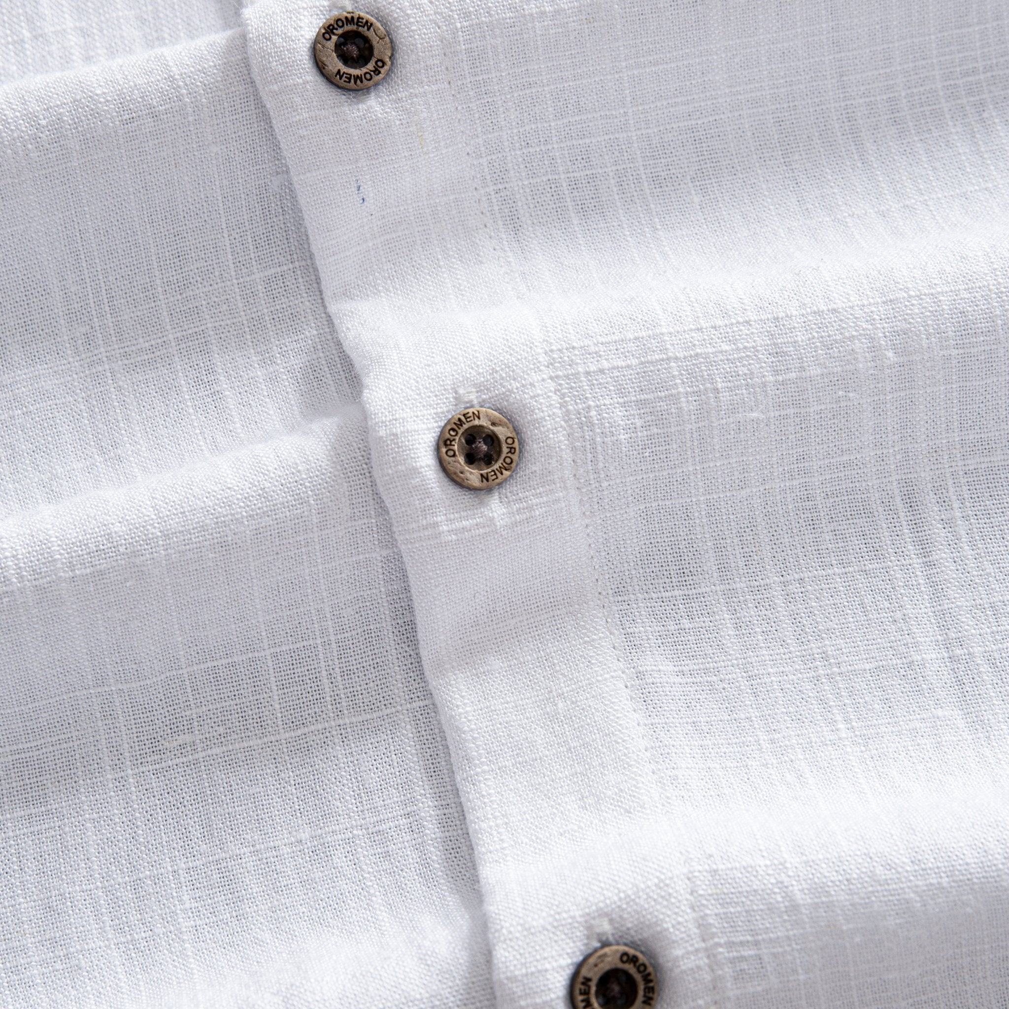 OROMEN Tailored Silhouette Shirt White – Natural Coconut Buttons