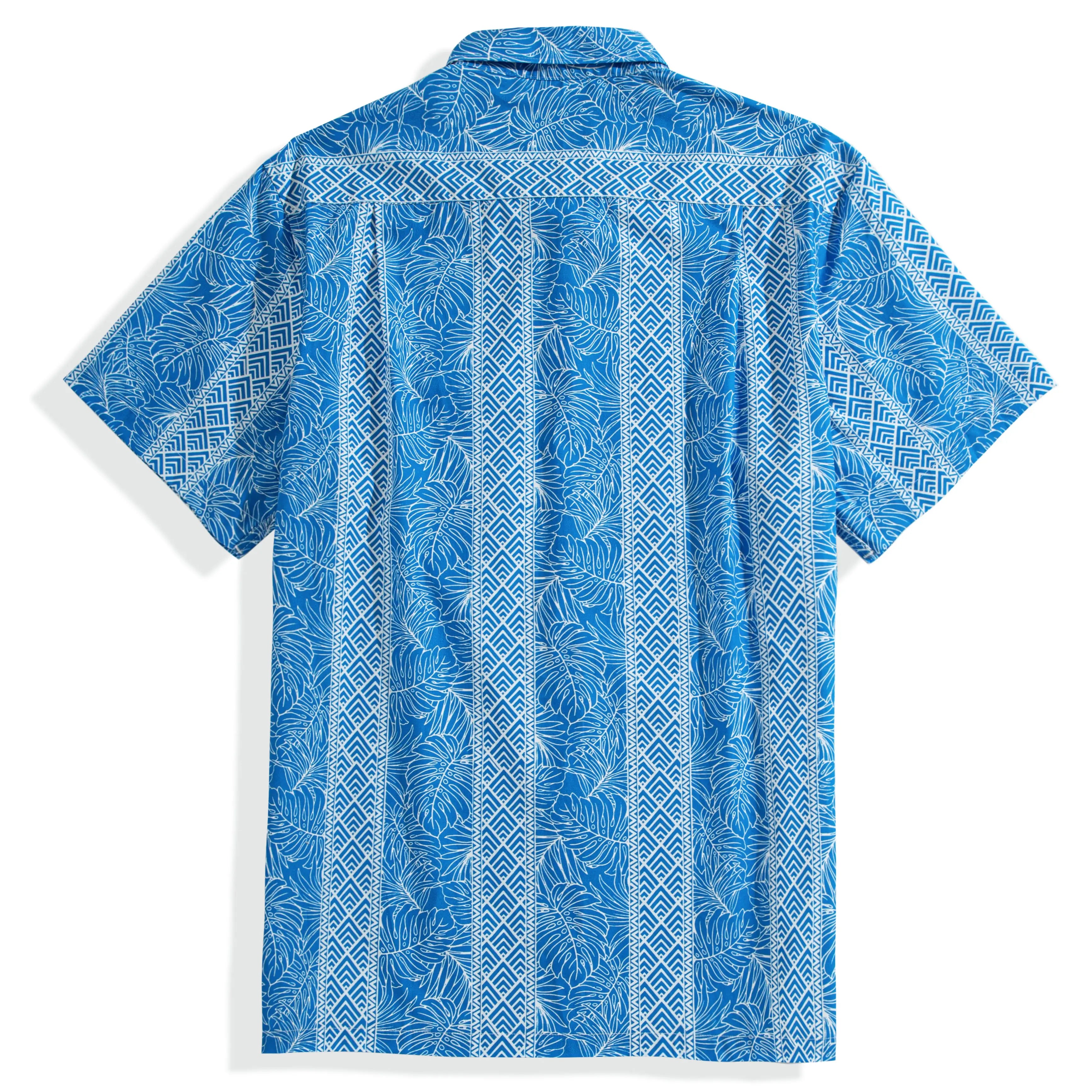 OROMEN Totem And Leaf Hawaiian Shirt back view — full totem and leaf print aloha shirt