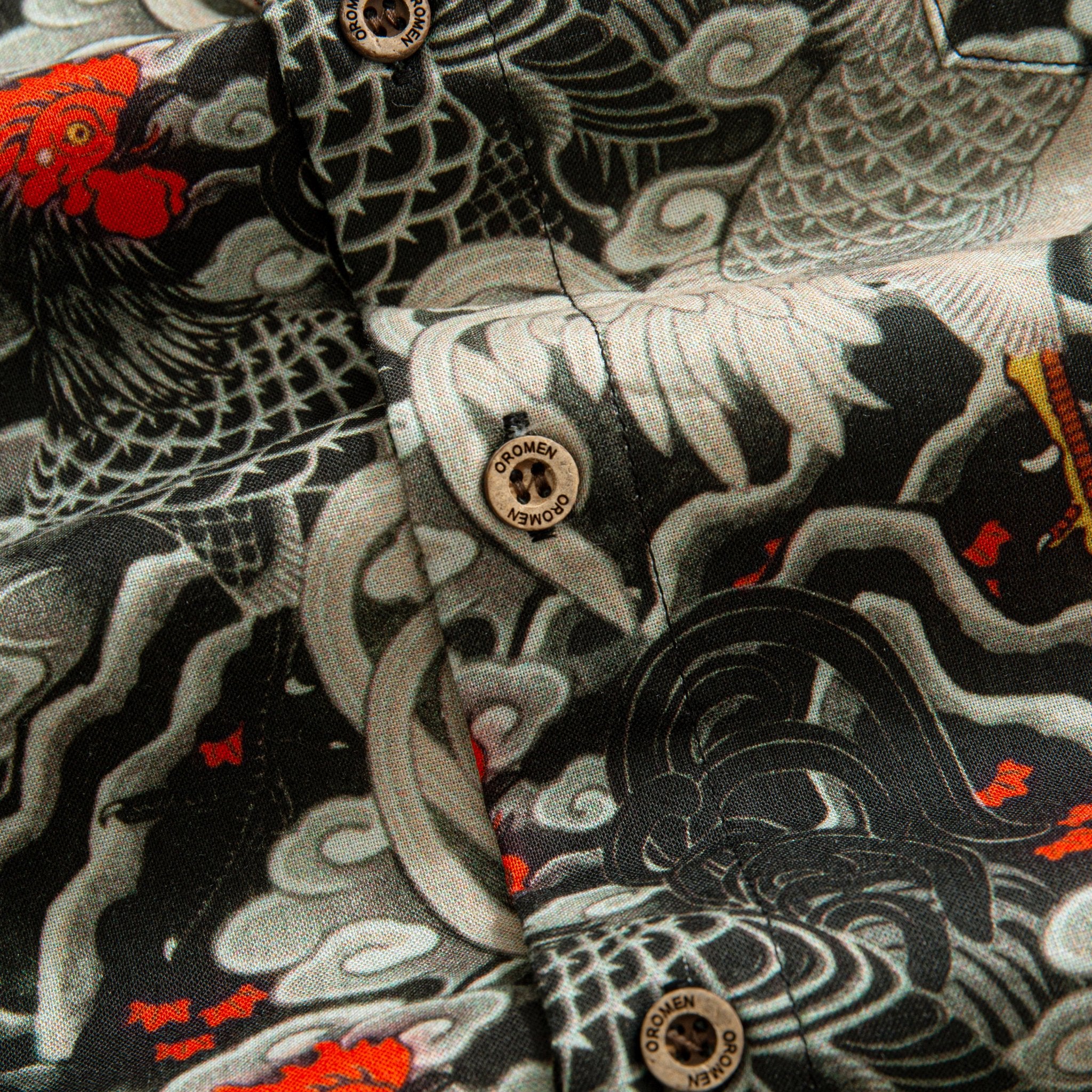 OROMEN Ukiyo-e Rooster Print Detail Close-up