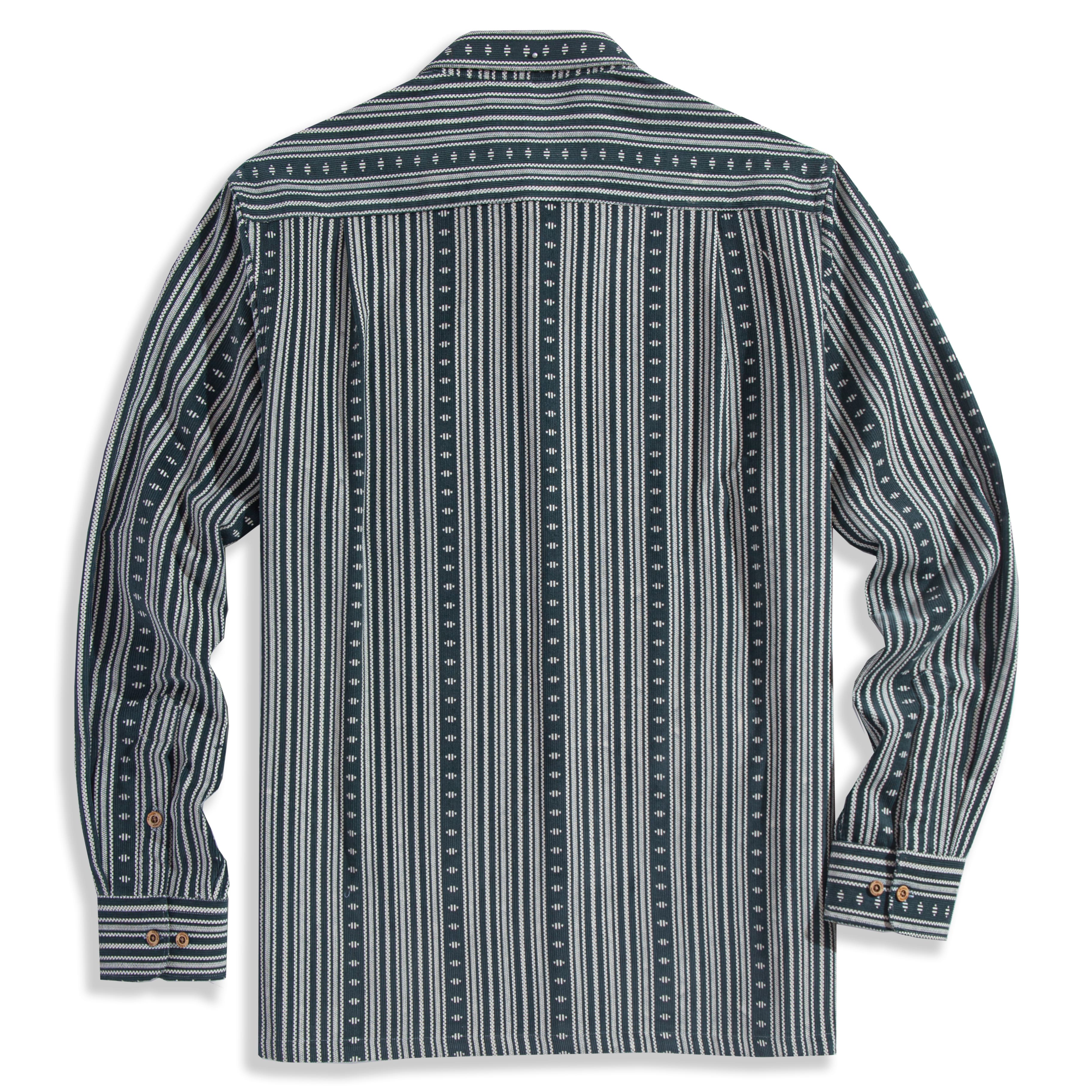 OROMEN Versatile Striped Corduroy Shirt – Back Flat Lay