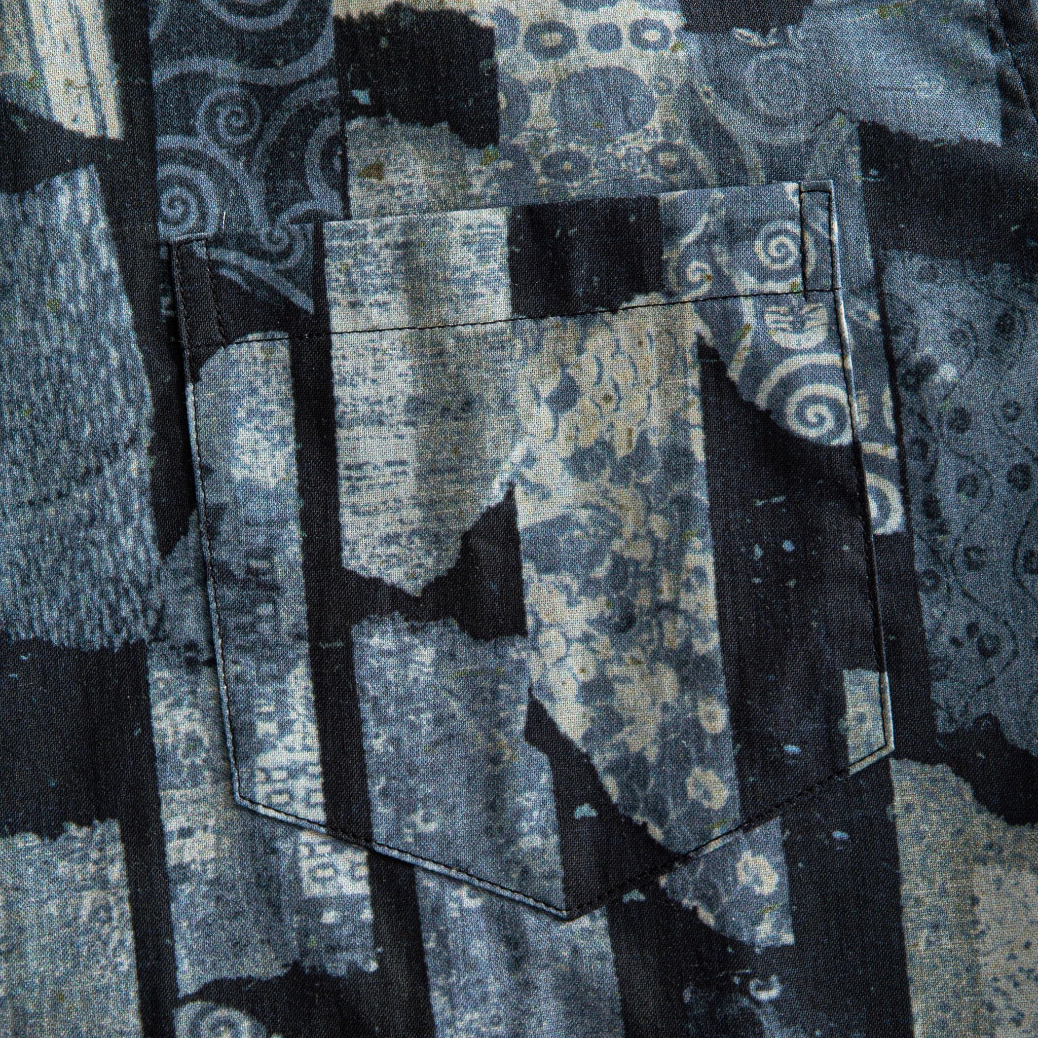 OROMEN Vintage Patchwork Print Shirt - Chest Pocket Detail