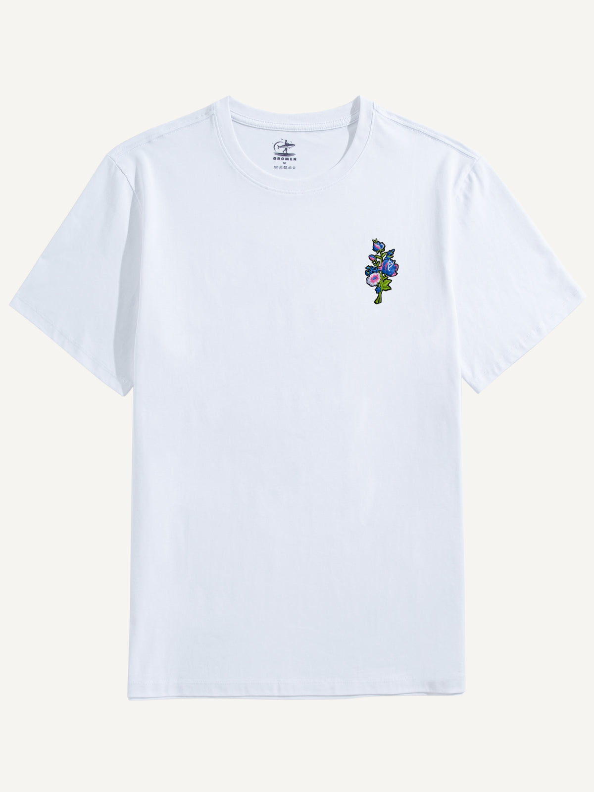 OROMEN Wildflower Embroidery T-shirt in white