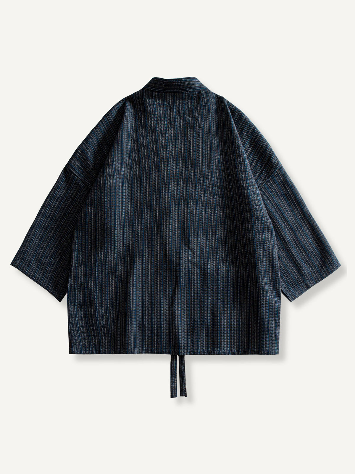 OROMEN cotton-linen haori kimono cardigan, back flat lay