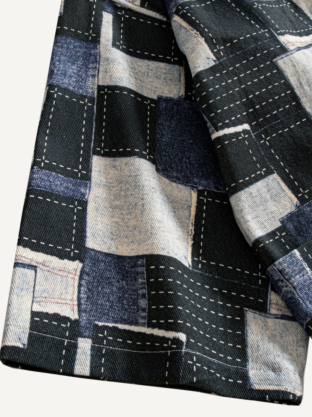OROMEN patchwork kimono cardigan sleeve cuff close-up