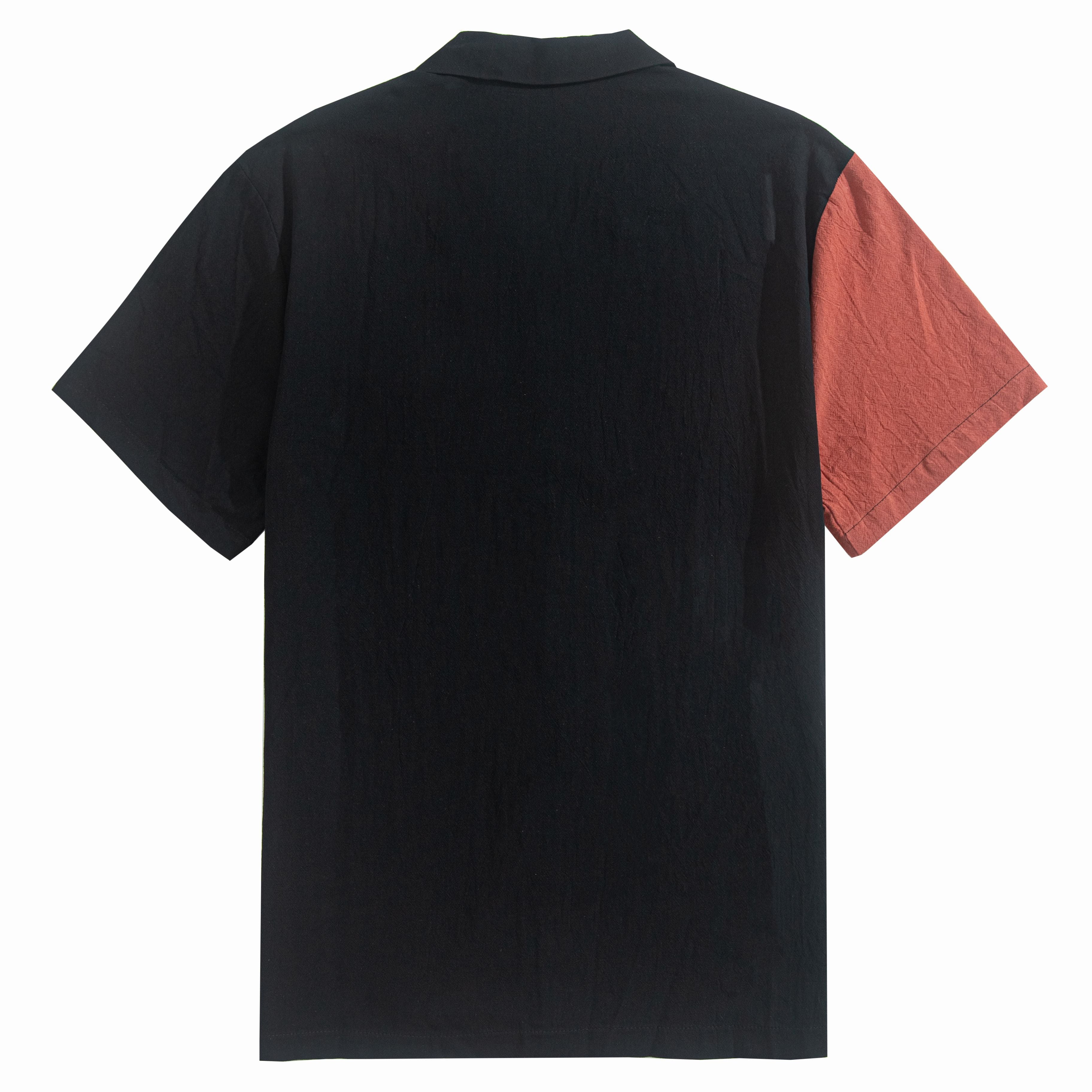 OROMEN Colorblock Cotton Shirt – Back Flat Lay