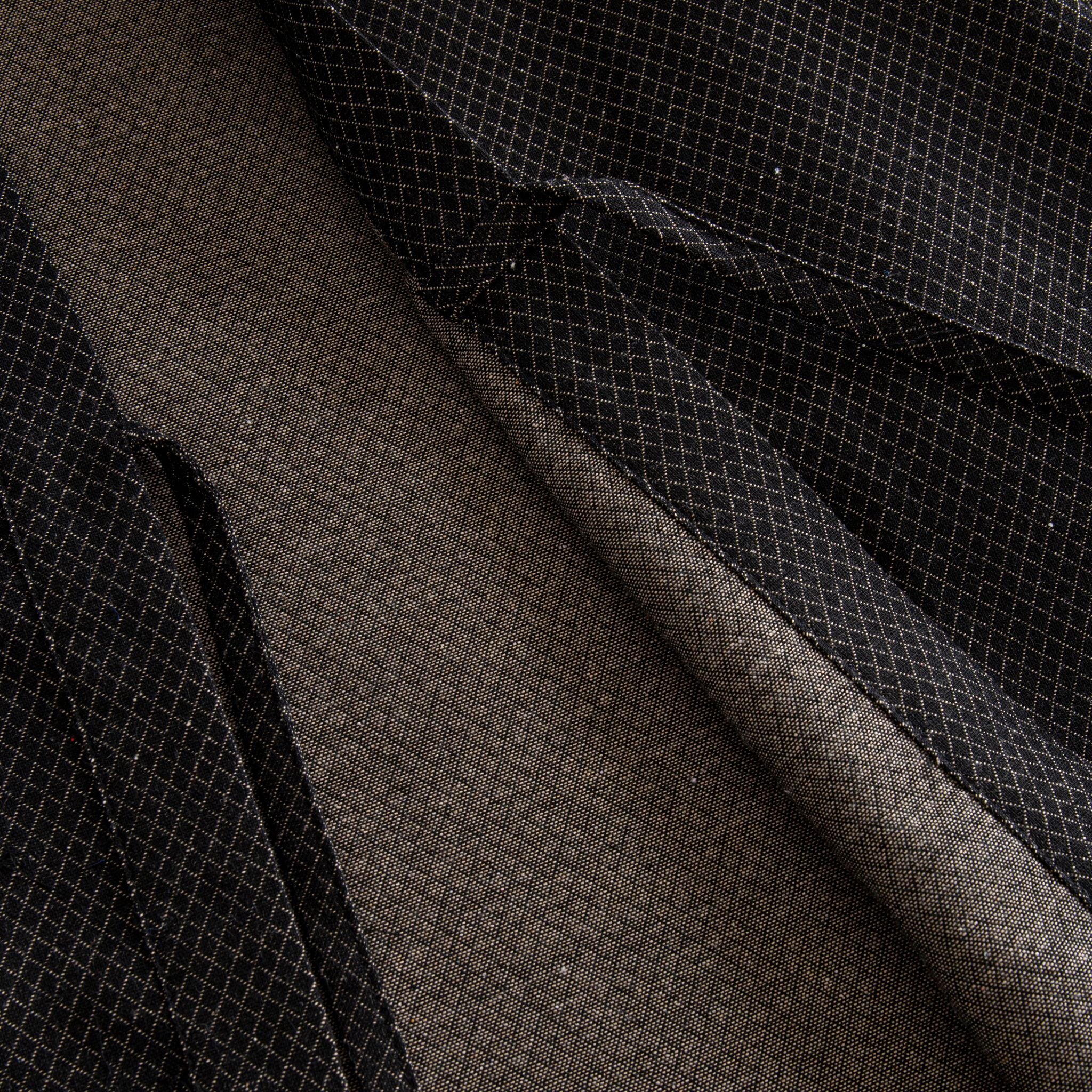 OROMEN Haori Cardigan Open Front View Showing Interior Lining — Contrast Inner Layer with Cotton Linen Outer Shell Construction