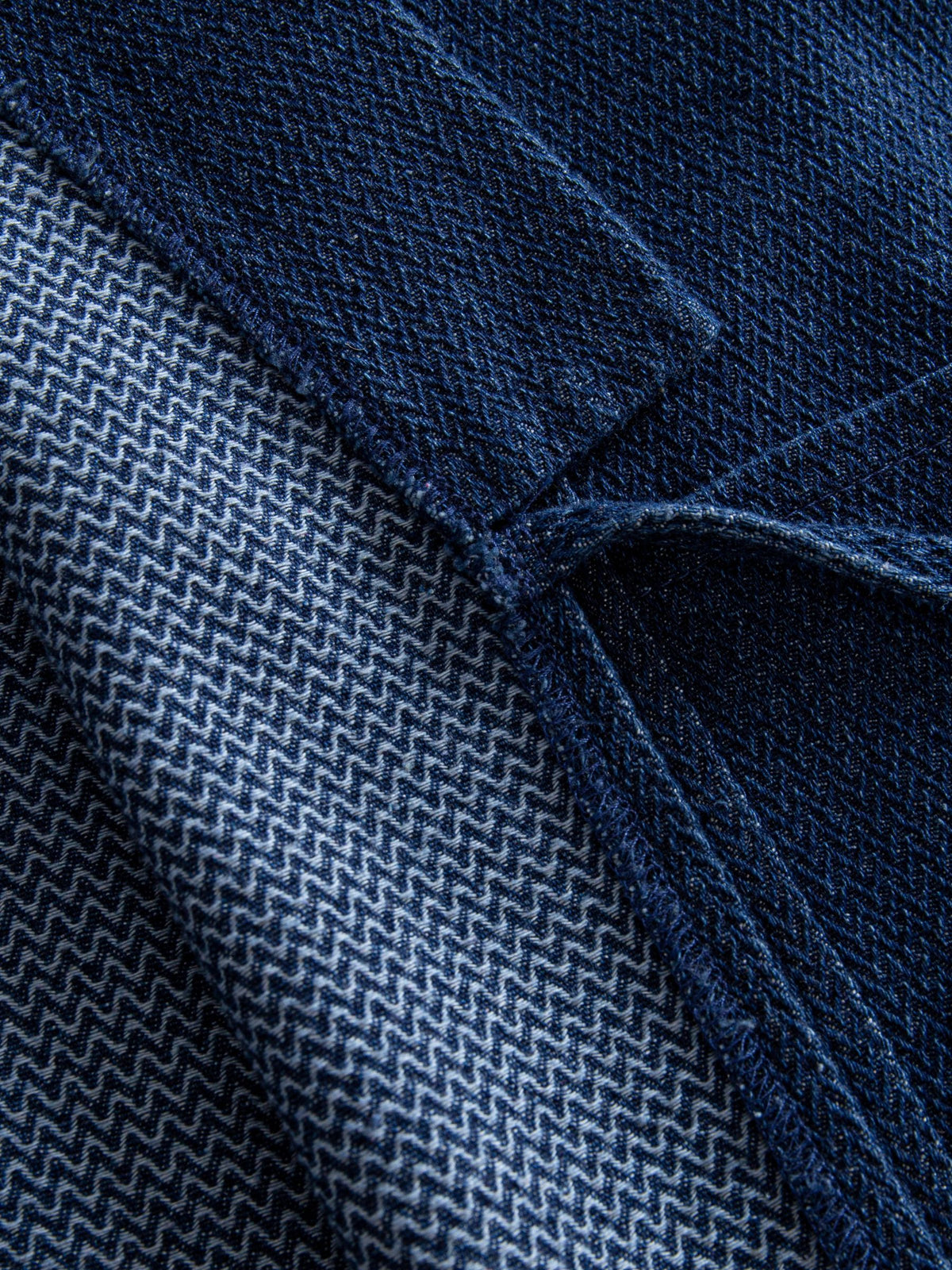 Open front view with untied straps on OROMEN Indigo Sashiko Haori Kimono