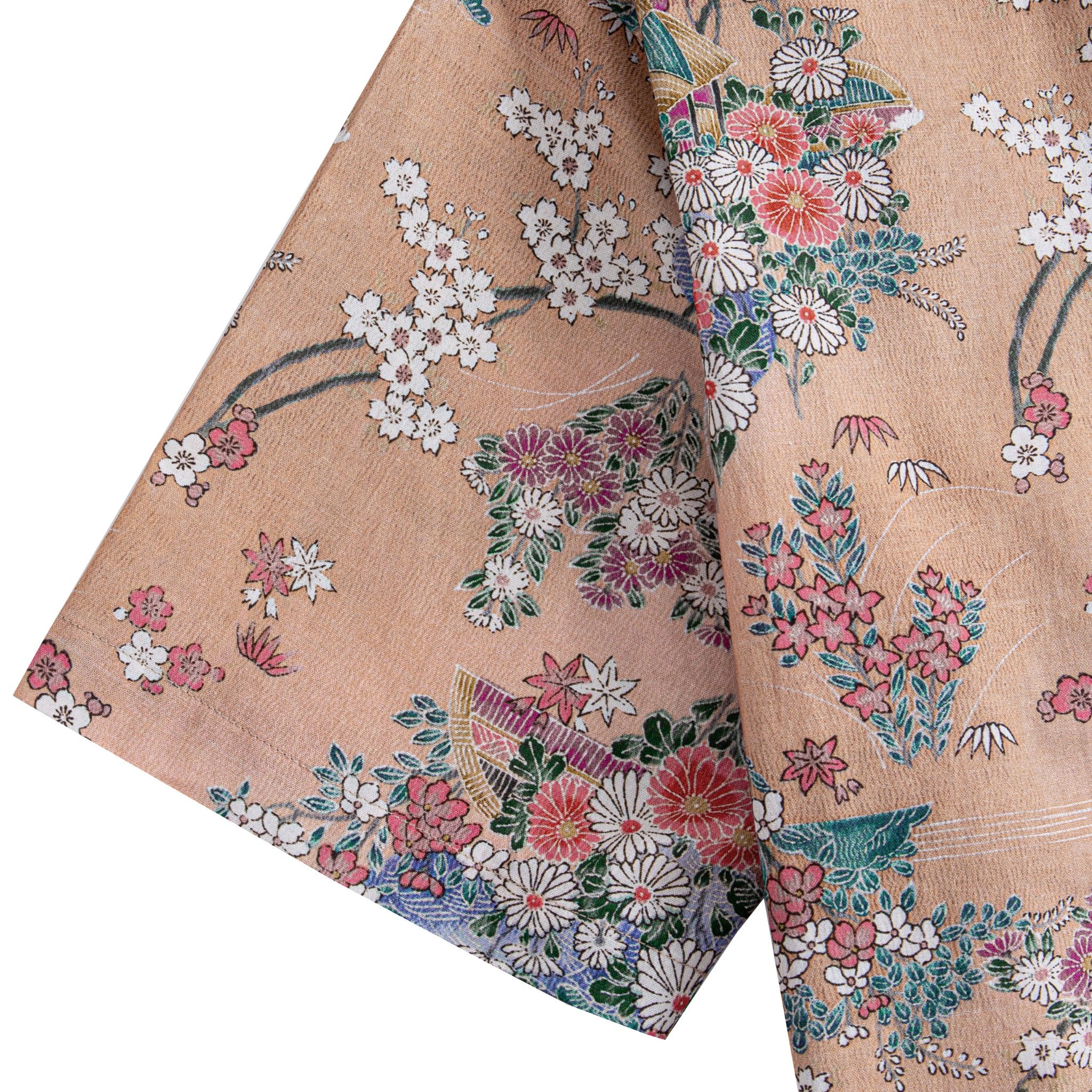Orange colorway of Sakura cherry blossom Japanese cotton shirt