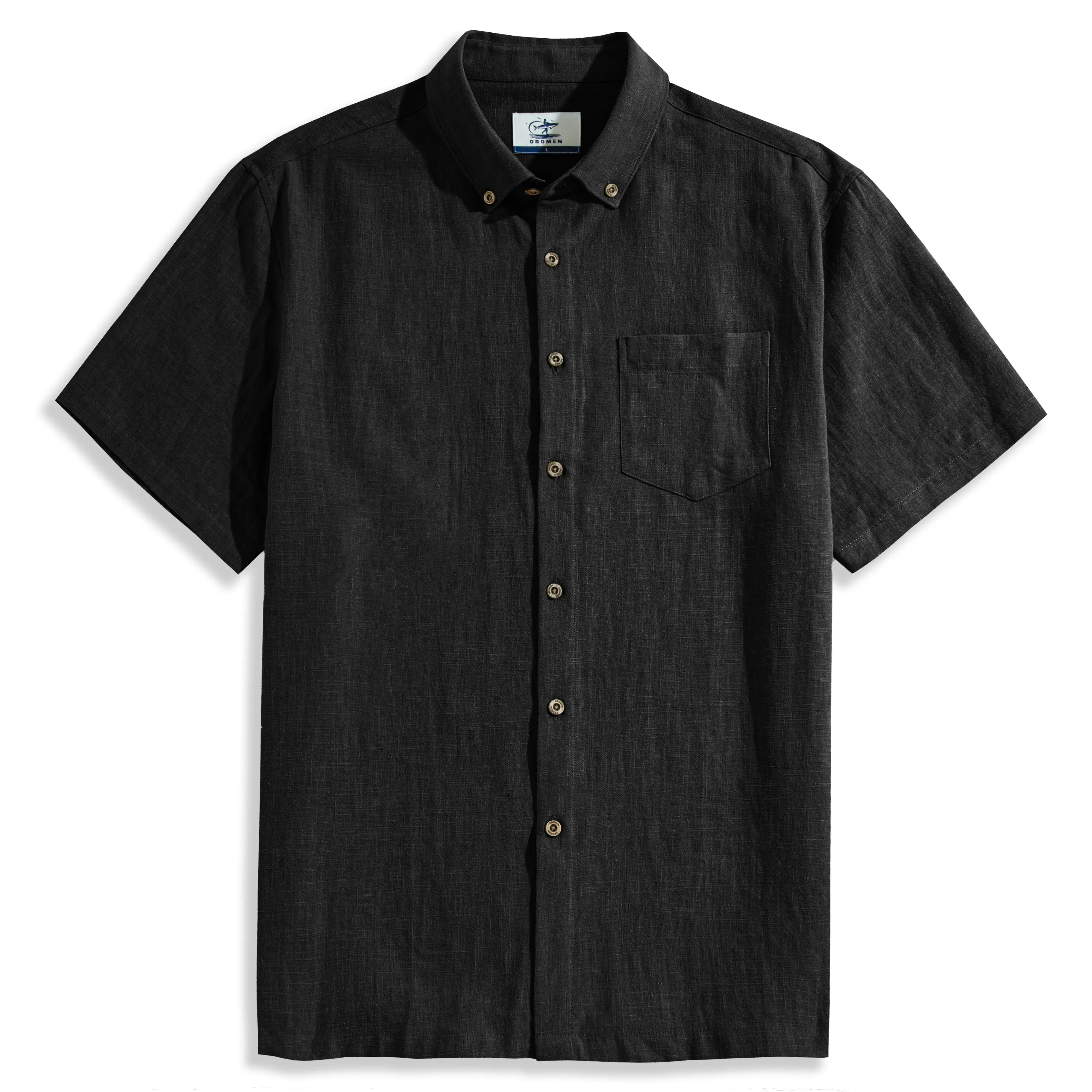 Oromen Comfort Utility Shirt in Black - Front View