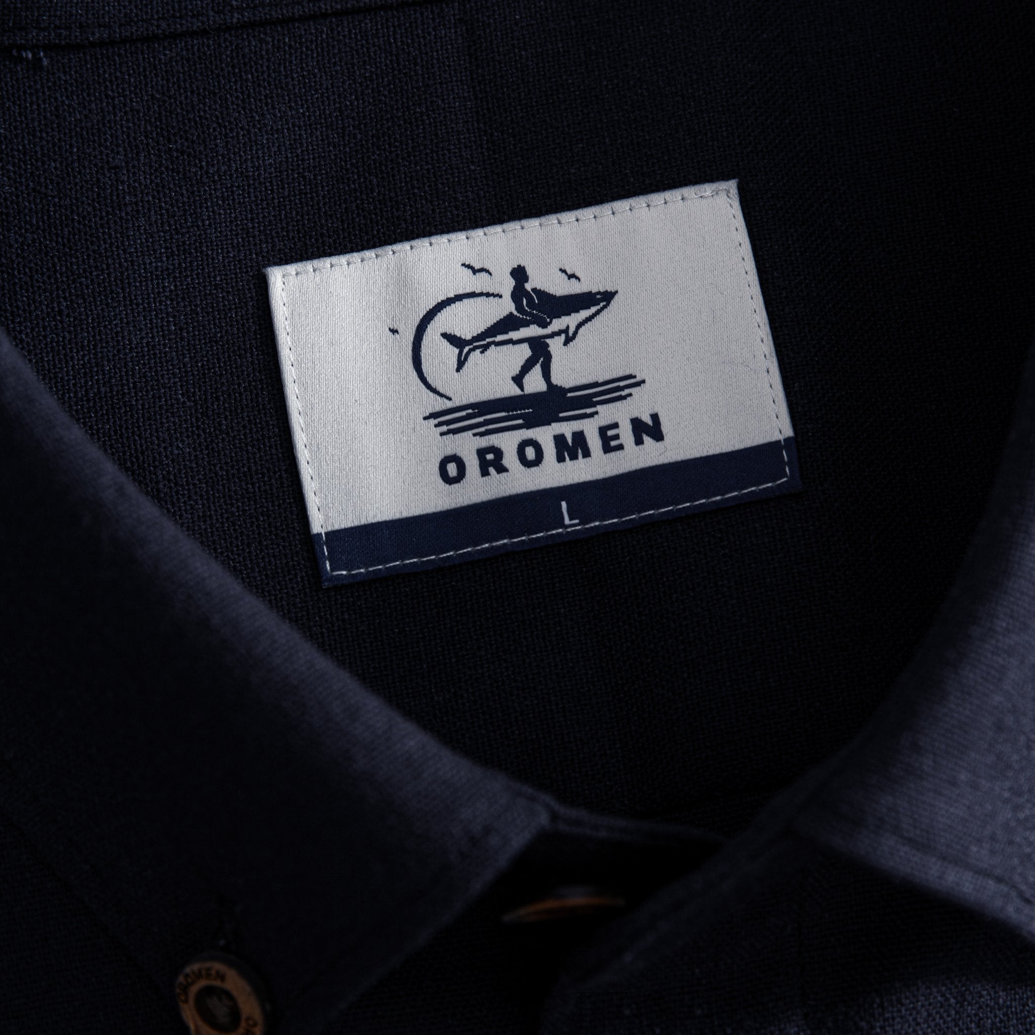 Oromen Freshwater Everyday Navy Blue Shirt - Brand Label