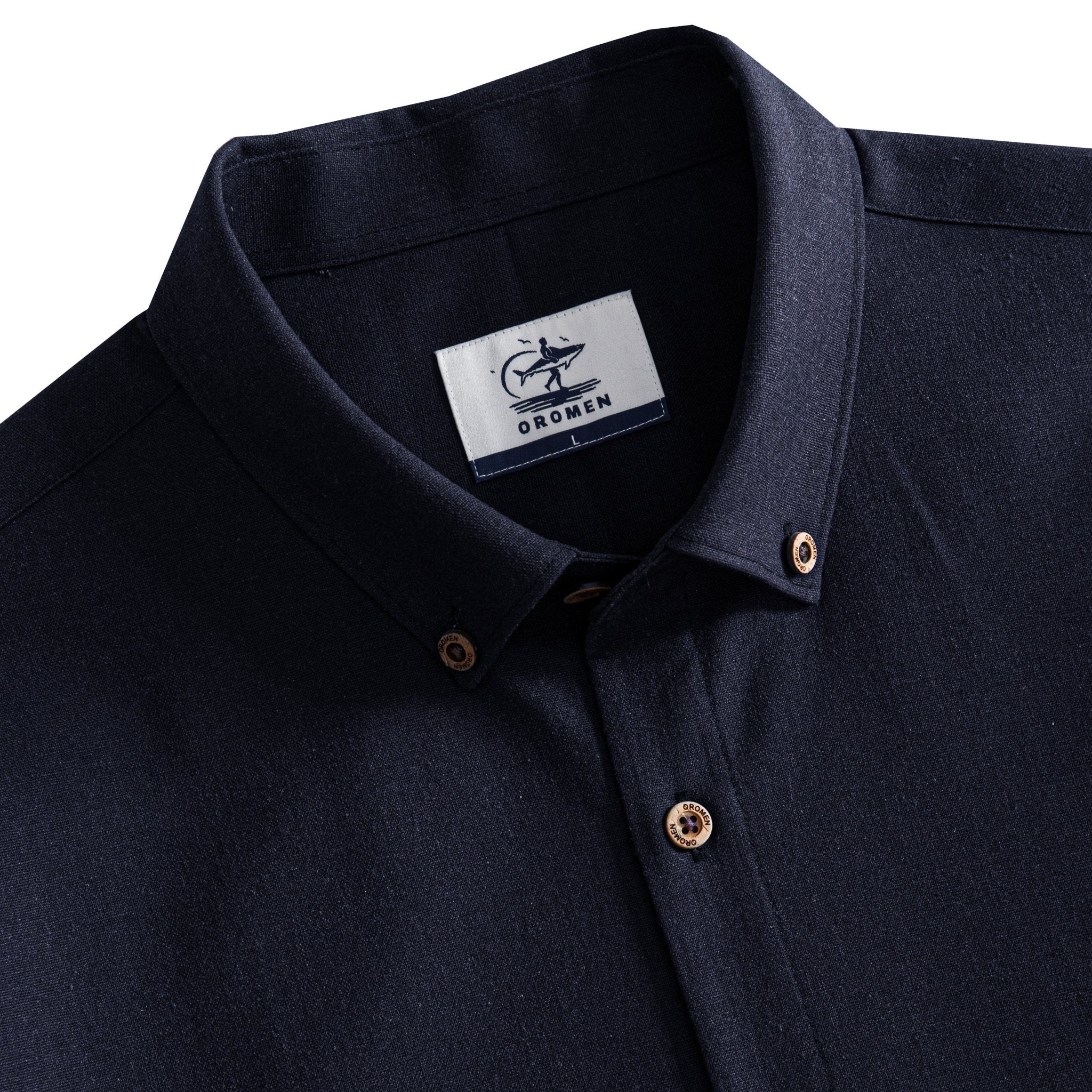 Oromen Freshwater Everyday Navy Blue Shirt - Button-down Collar