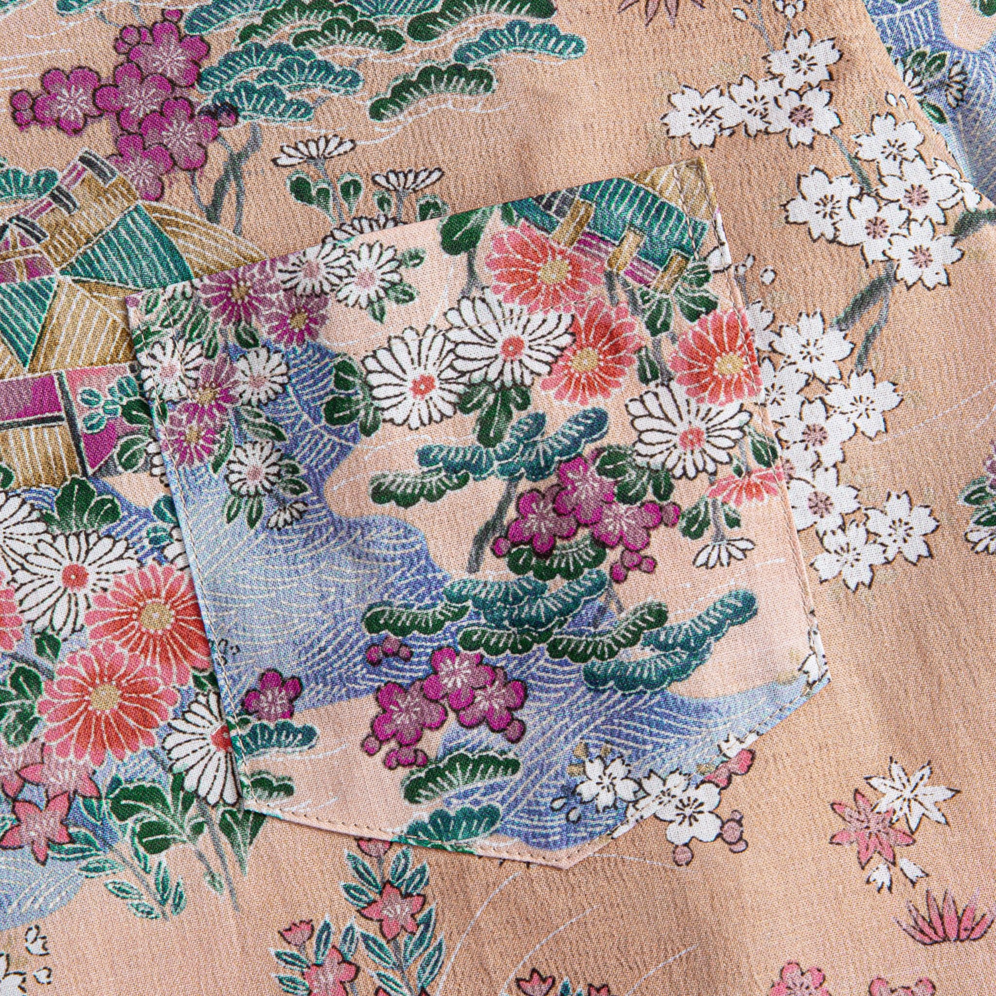 Sakura Spring Landscape shirt styled for casual wear - Japanese Ukiyo-e fashion