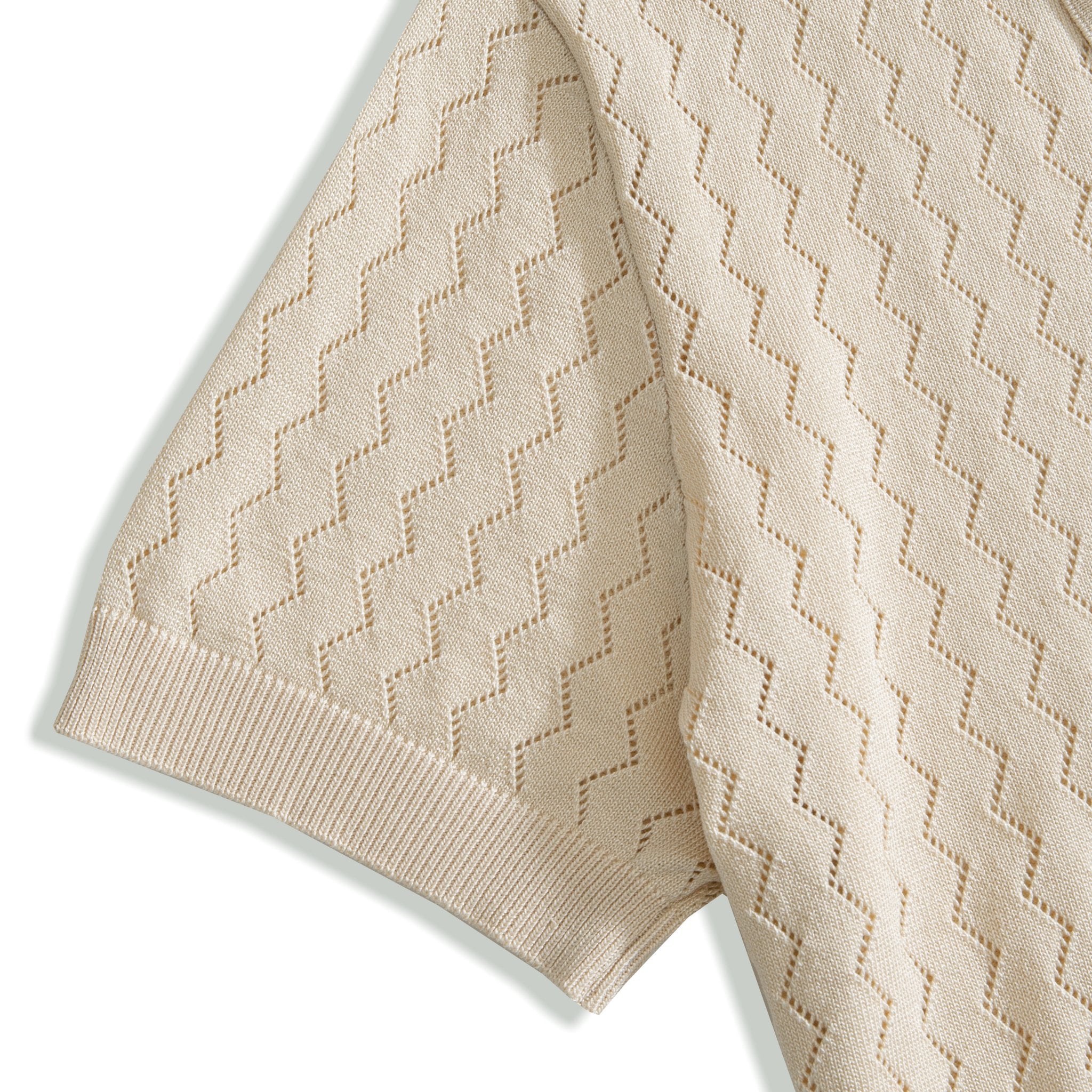 Short Ribbed Sleeve Detail – OROMEN Zigzag Knitted Polo