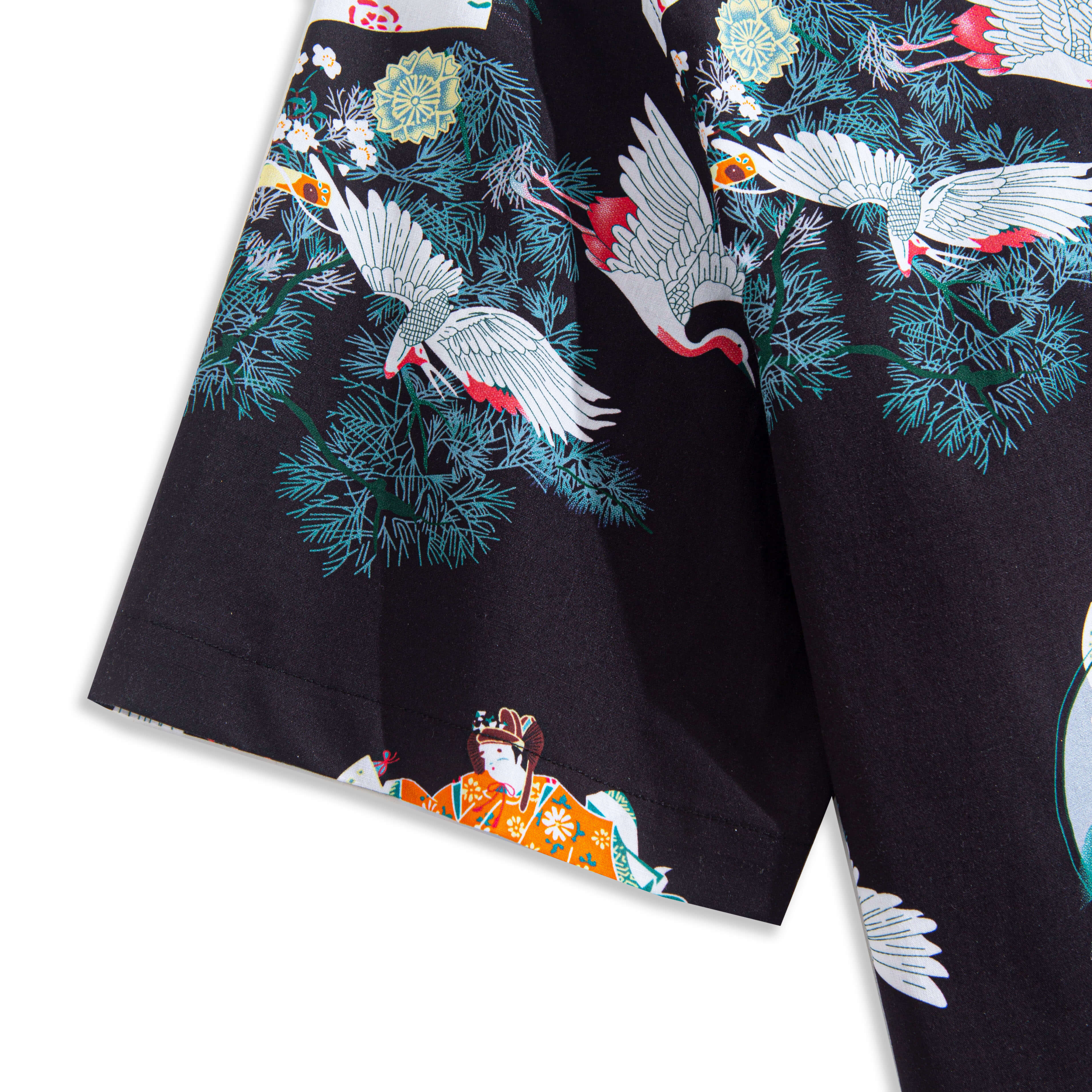 Short Sleeve Design - Thousand Cranes Japanese Ukiyo-e Summer Shirt