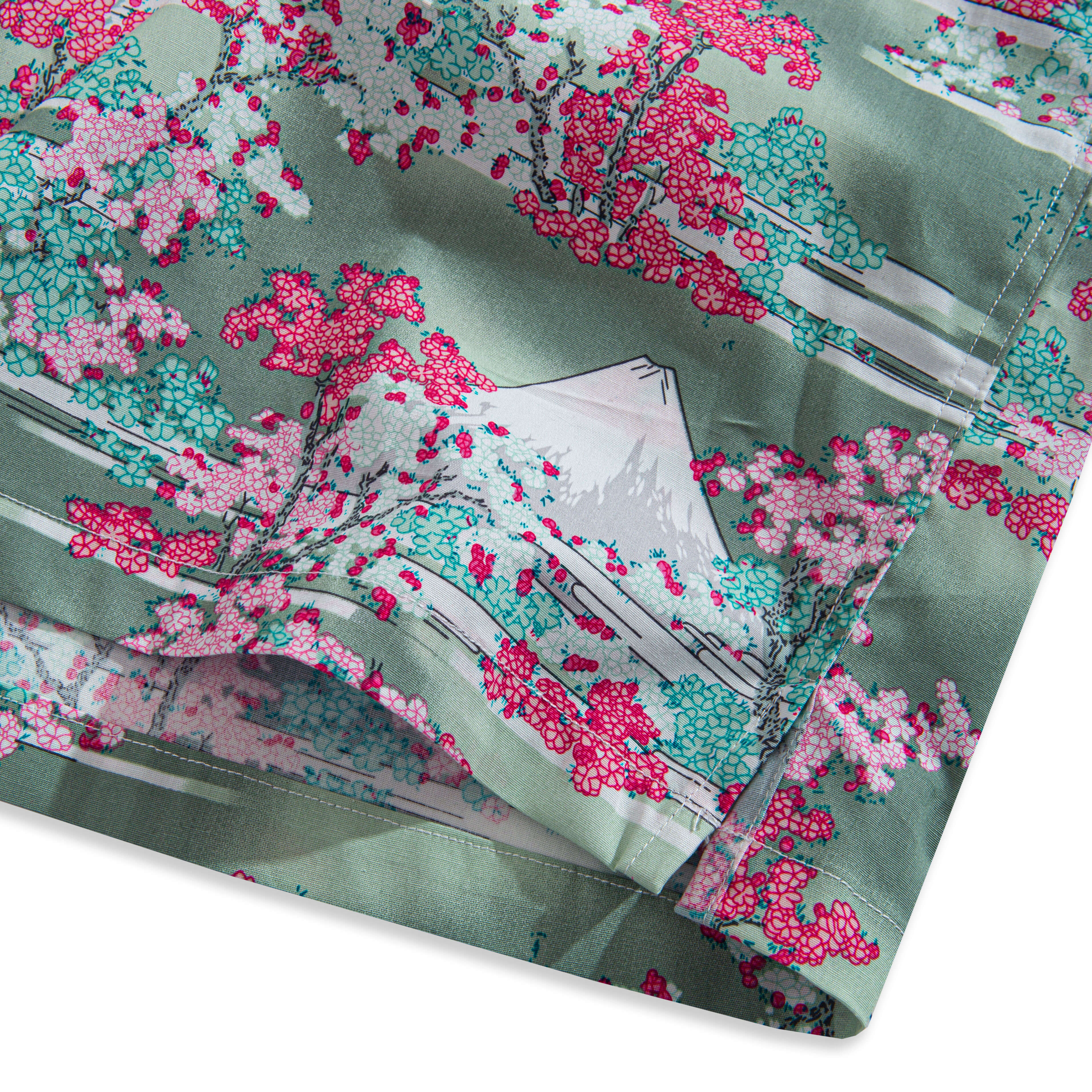 Side Vent Detail - Mt. Fuji Cherry Blossom Shirt Comfort and Mobility Feature