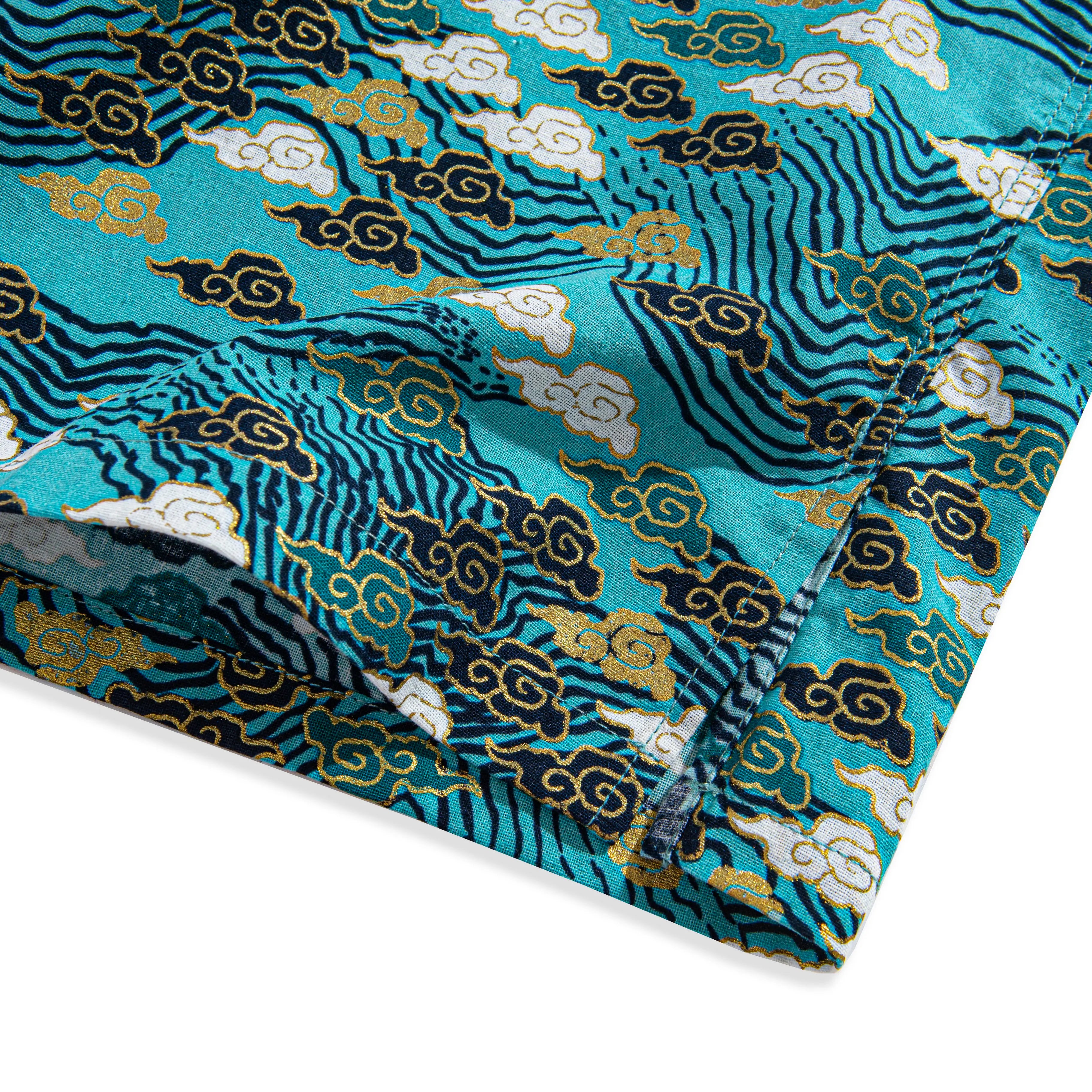 Side vent detail on Auspicious Clouds premium cotton shirt