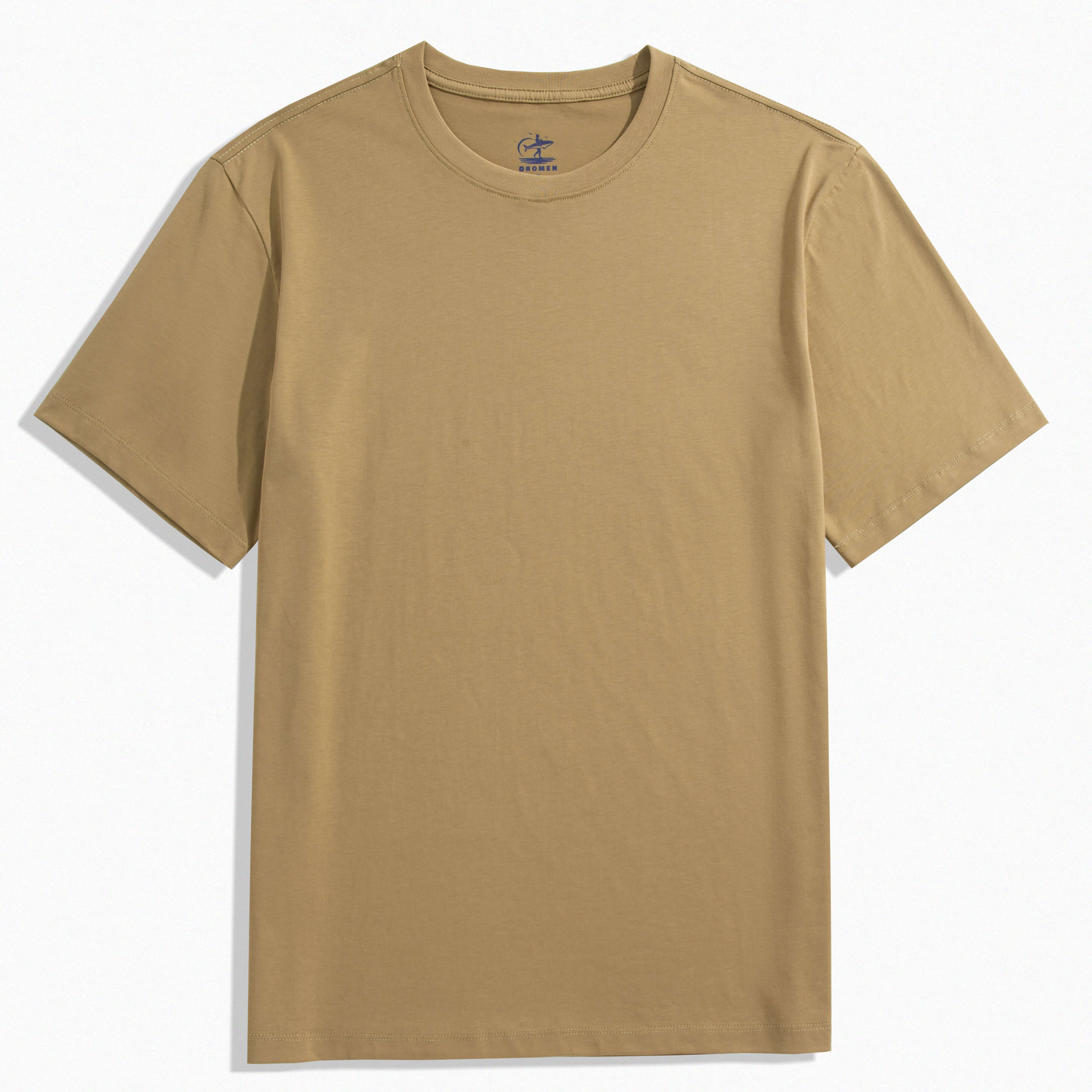 Solid Cotton T-Shirt in Khaki – Front View