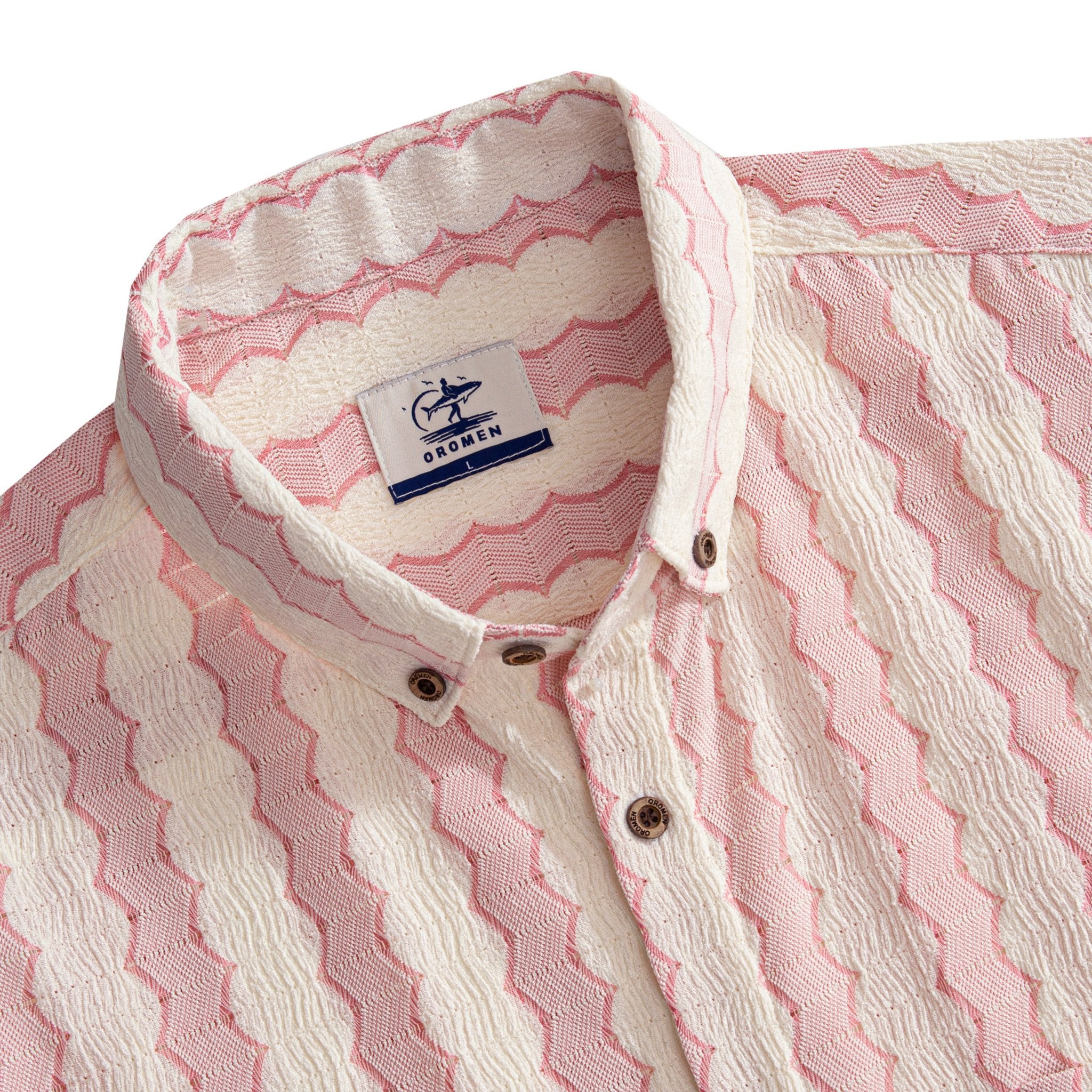 Striped Jacquard Pink Shirt - Collar & Cuff Detail