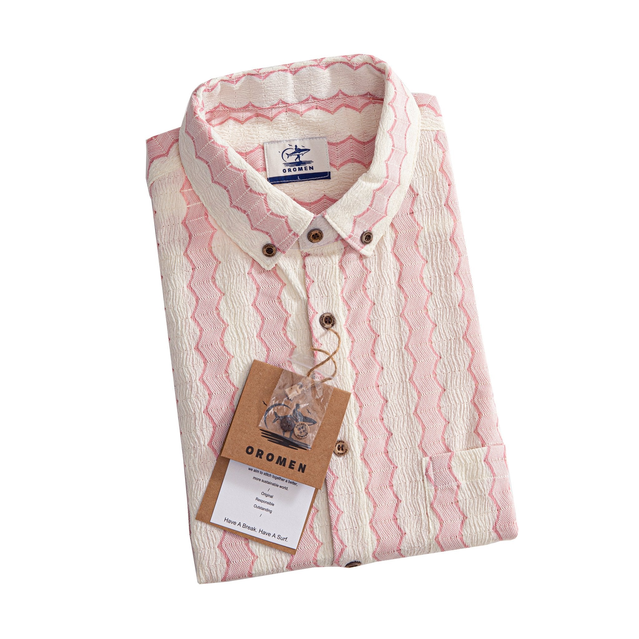 Striped Jacquard Pink Shirt - Flat Lay