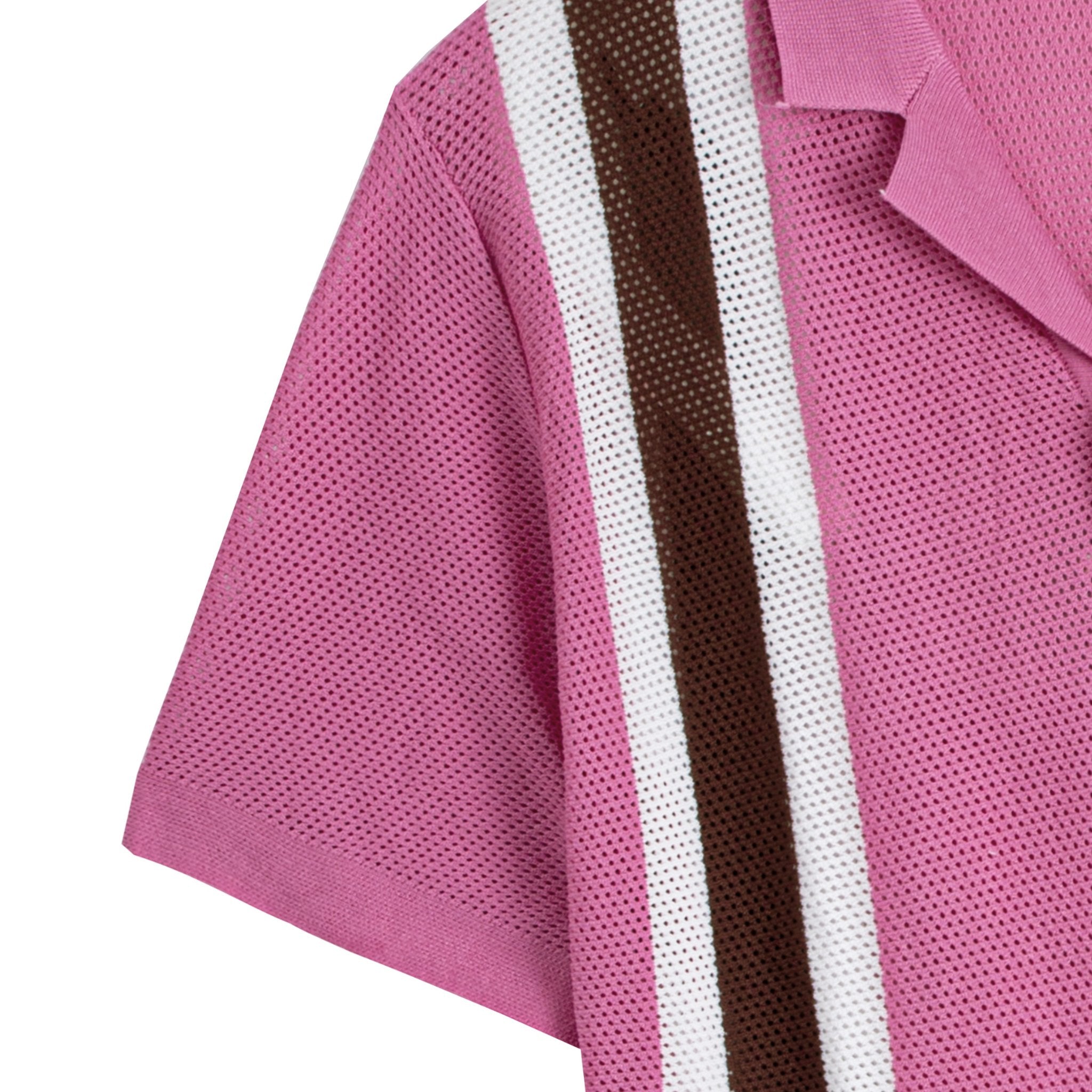 Striped Open-Knit Cardigan Shirt – Flat Lay Detail