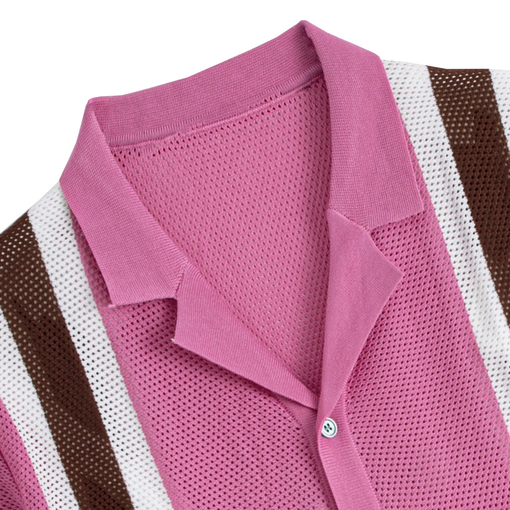 Striped Open-Knit Mesh Shirt – Back View