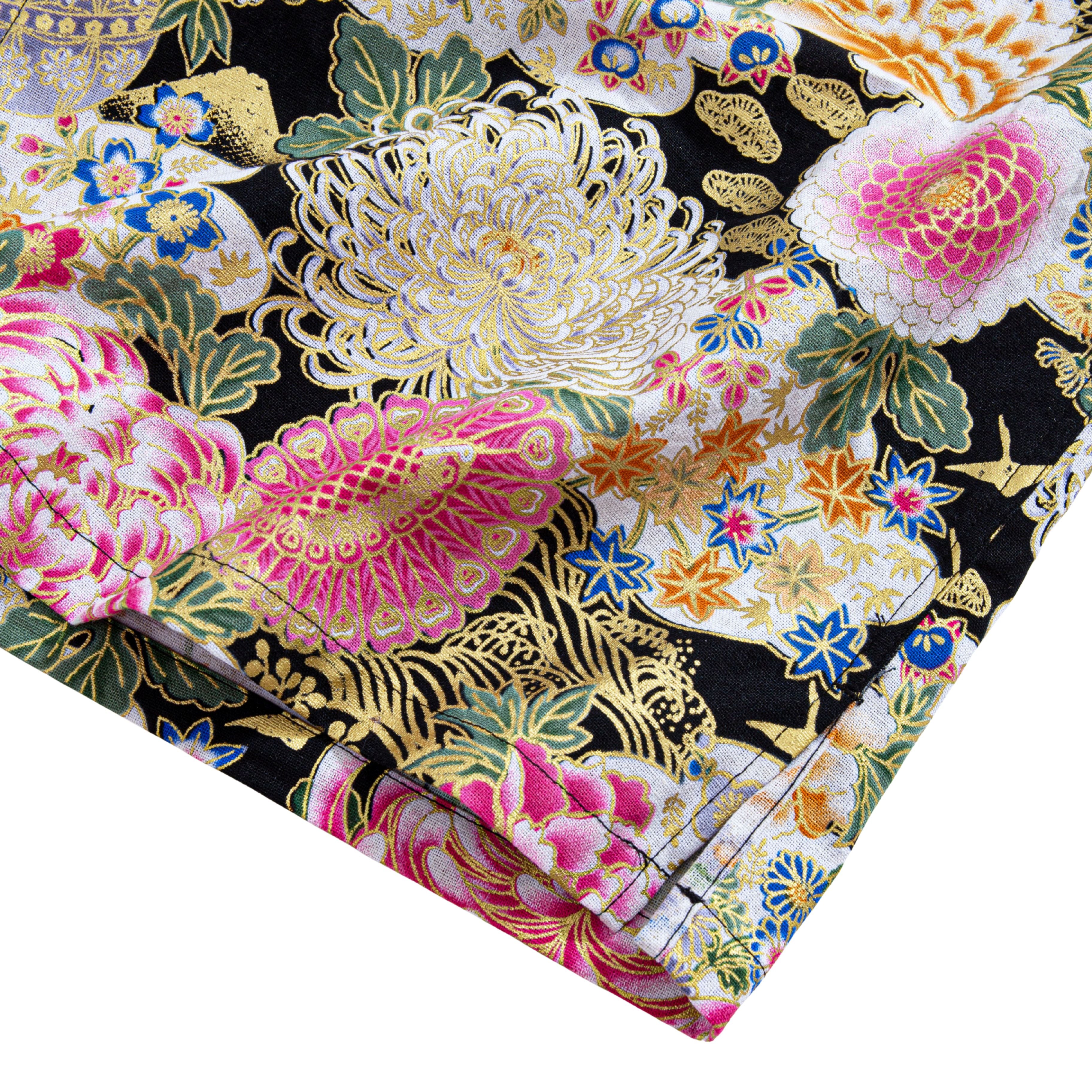 Traditional peony chrysanthemum shirt lifestyle shot