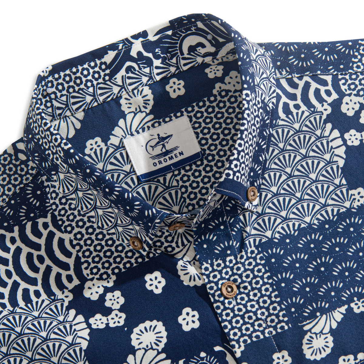 Ukiyoe collage aloha shirt front view Japanese pattern