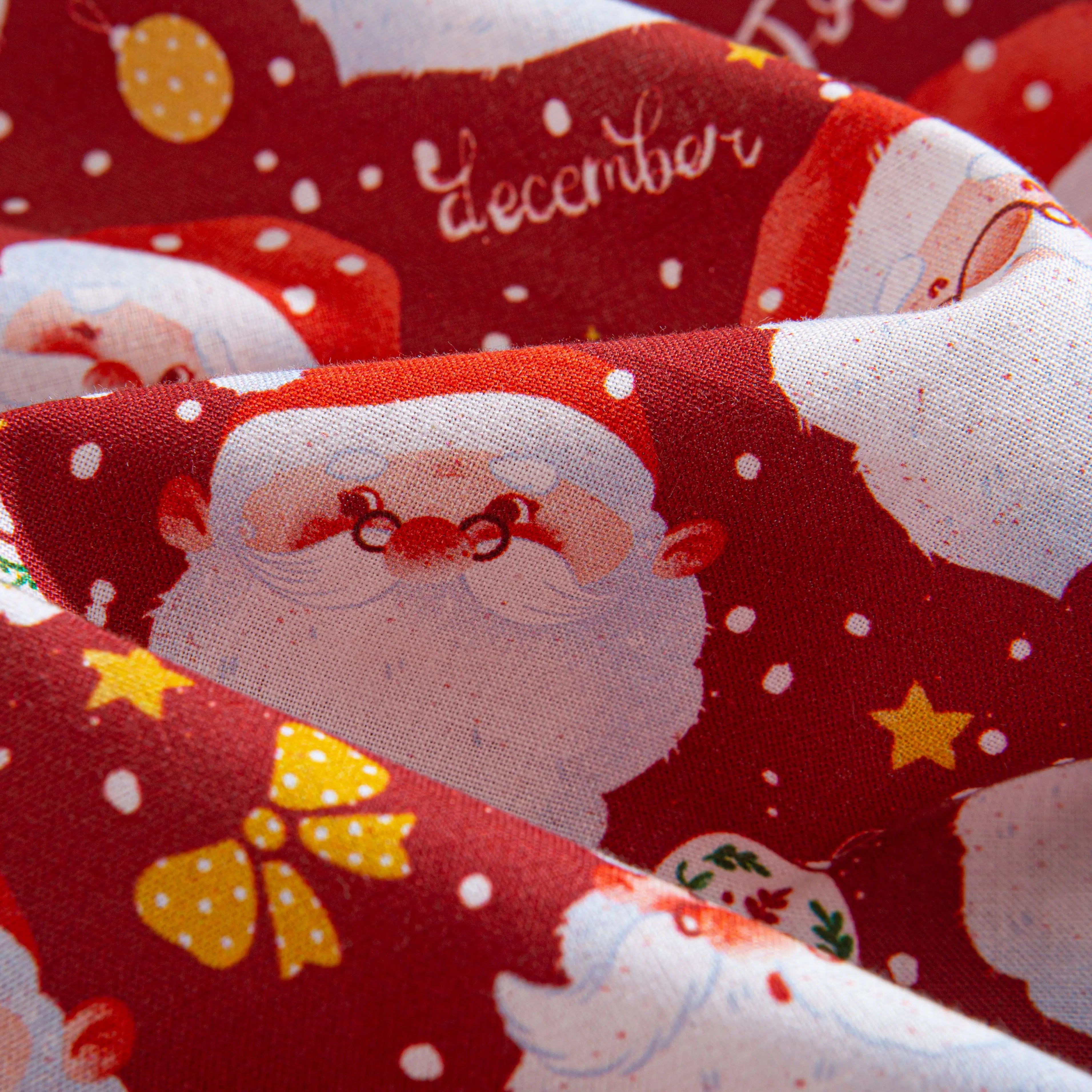 100% Cotton Santa Claus Festival Shirt Fabric Close-Up – OROMEN